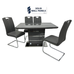 Milan Dining Table with 4 Milan Chairs – Cappuccino & Grey (120cm)