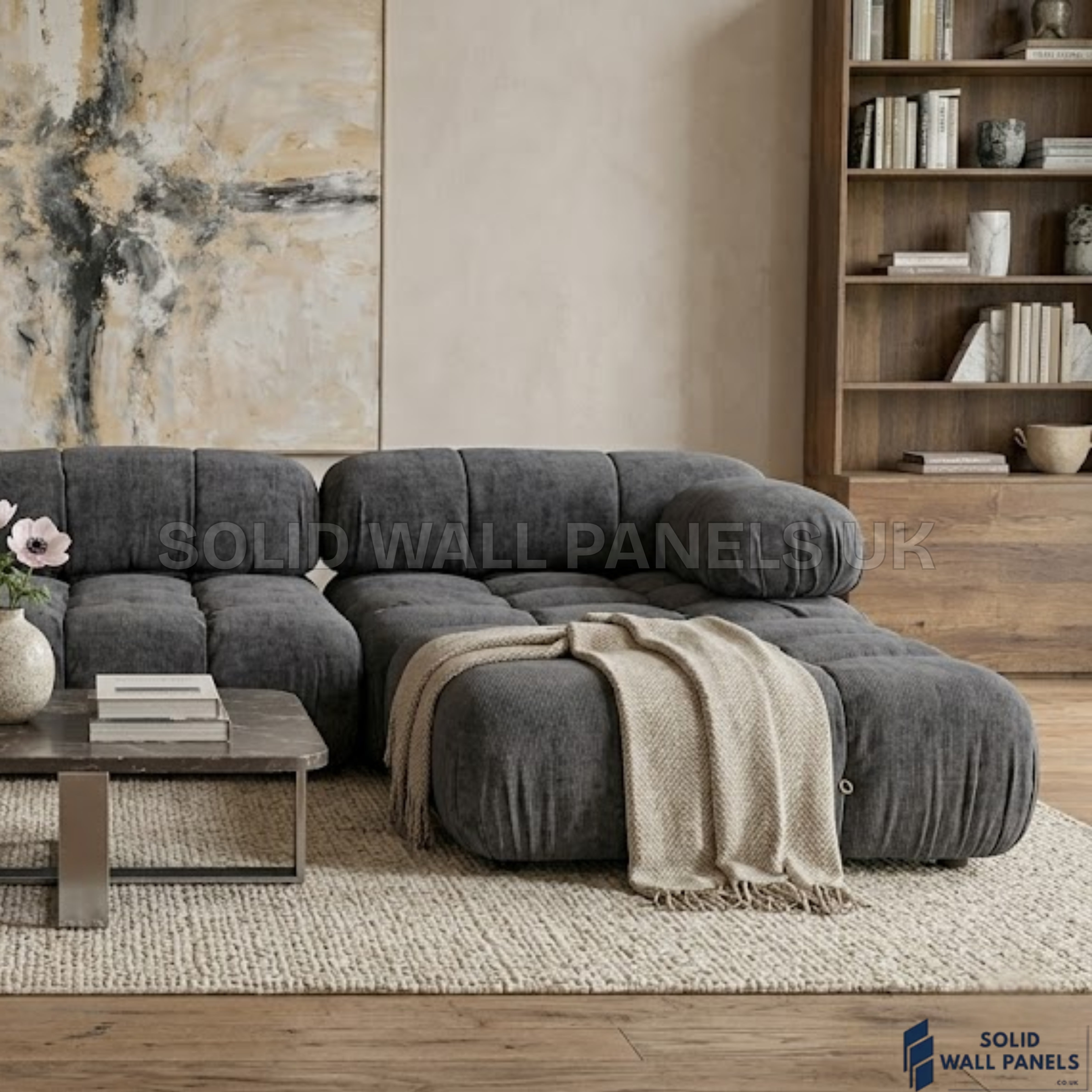 Milan Black Modular Compression Sofa – 4 Seater Floor Sofa | Vacuum Packed Design