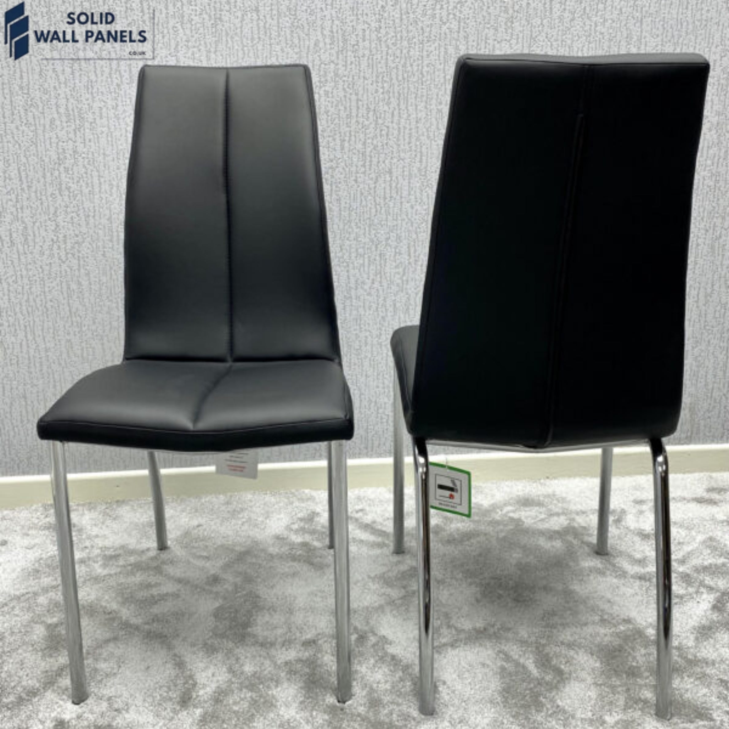 Morano Glass Dining Table Set 1.2m with Carlo Chairs – Black, Grey & White