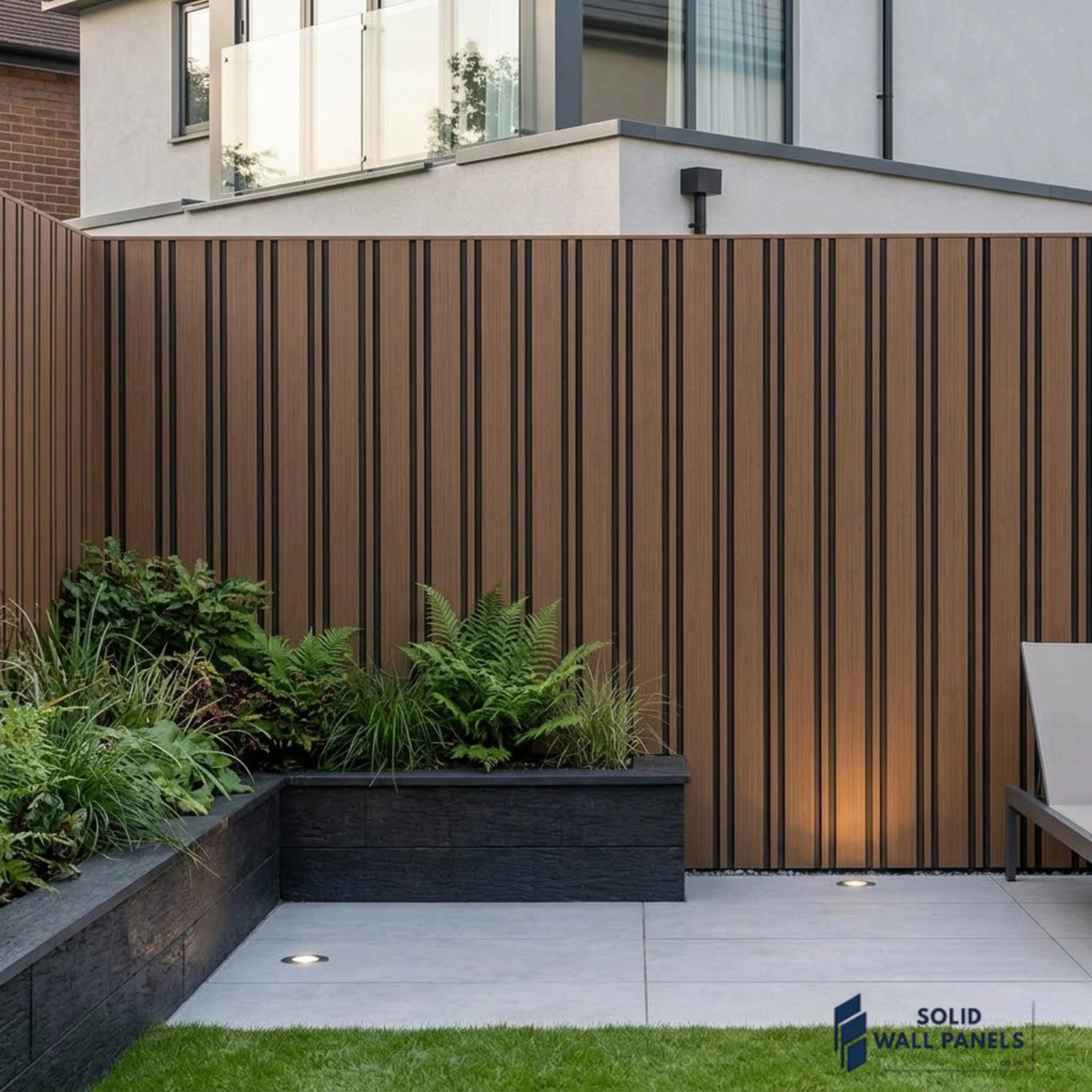 Multi-Width PVC Outdoor Wall Panels UK | Walnut 240cm x 30cm (8 Panels Per Pack)