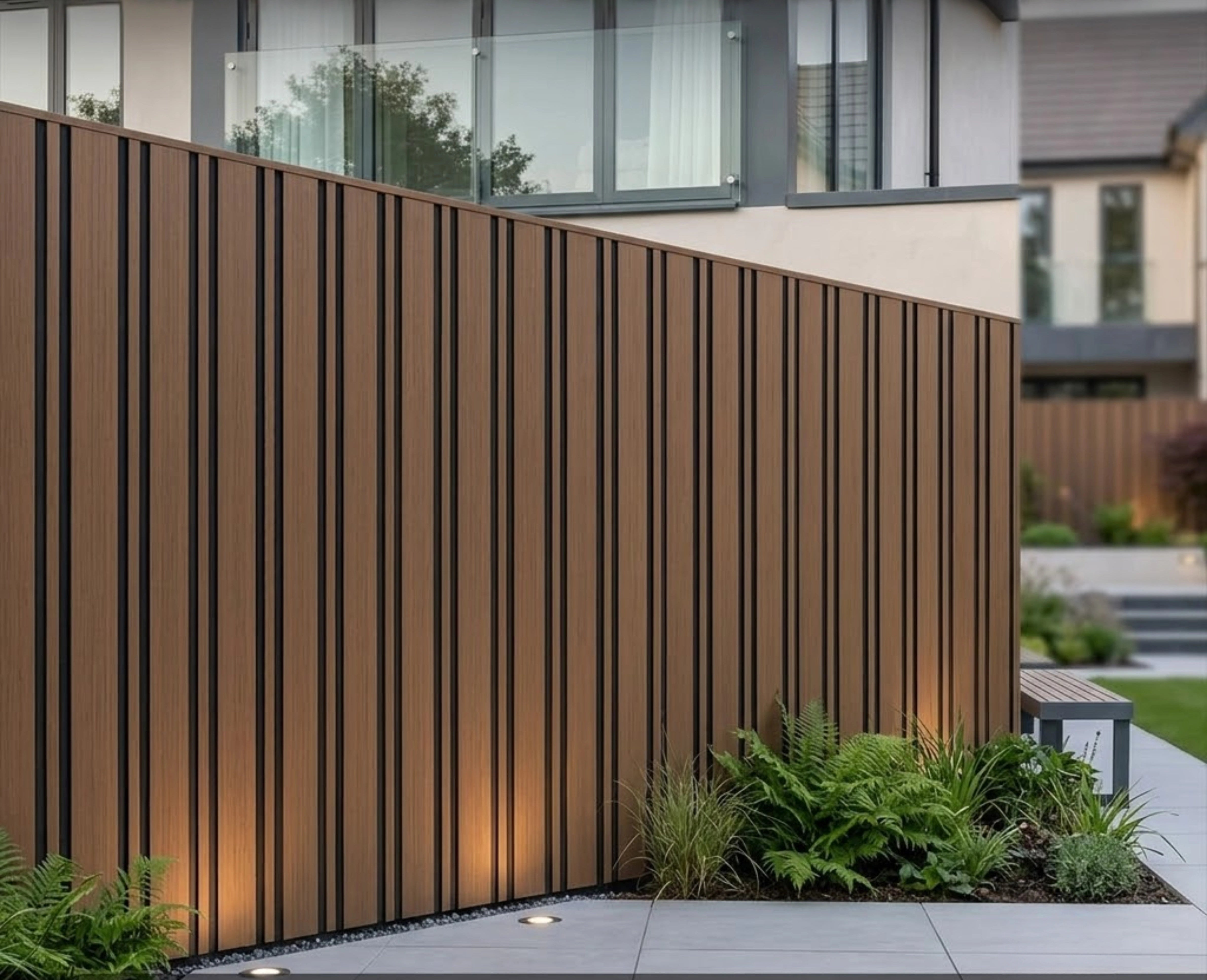 Multi-Width PVC Outdoor Wall Panels UK | Walnut 240cm x 30cm (8 Panels Per Pack)