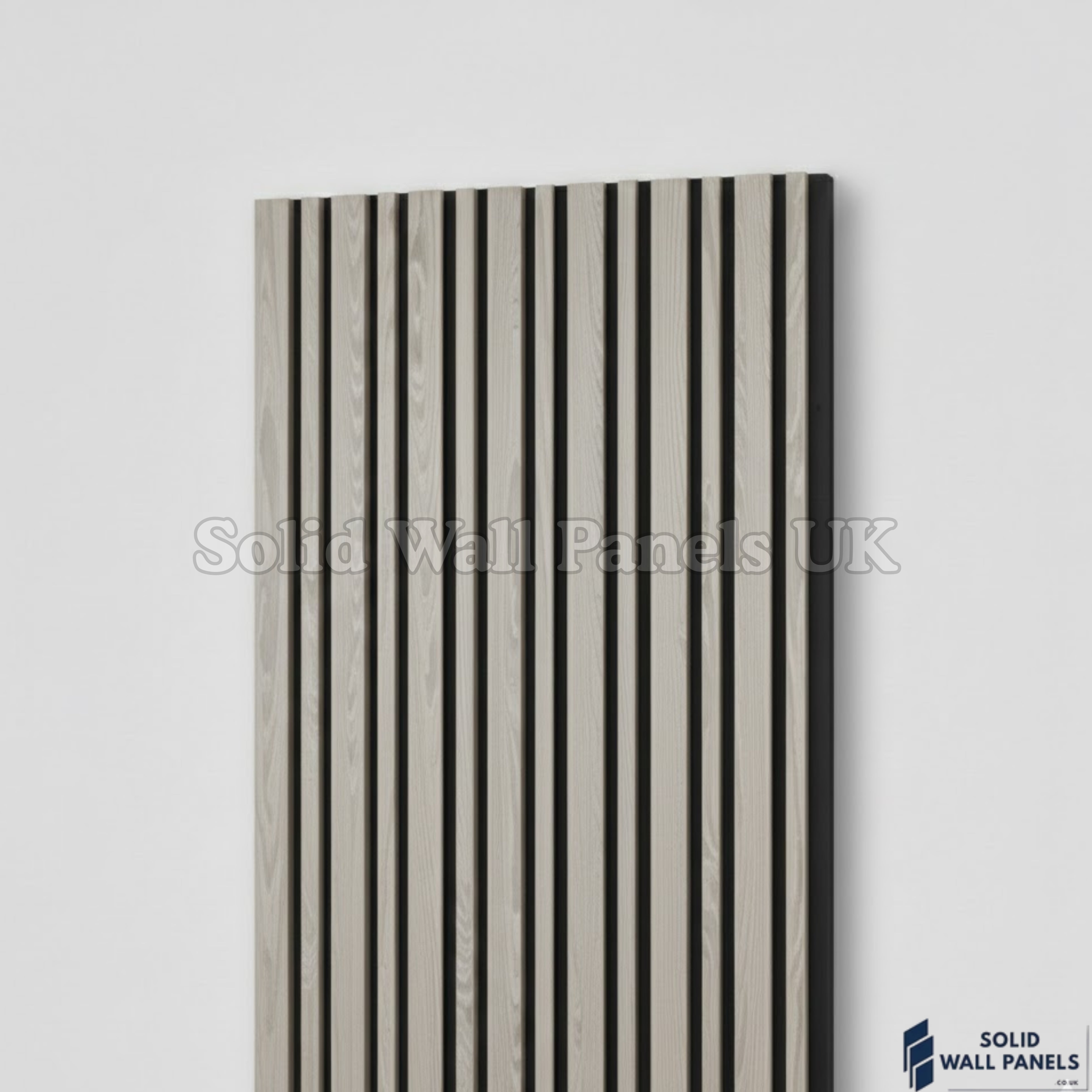 Multi Width Light Grey Acoustic Wall Panels – 240cm | Sound Absorbing Wooden Slat Panelling