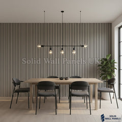 Multi Width Light Grey Acoustic Wall Panels – 240cm | Sound Absorbing Wooden Slat Panelling