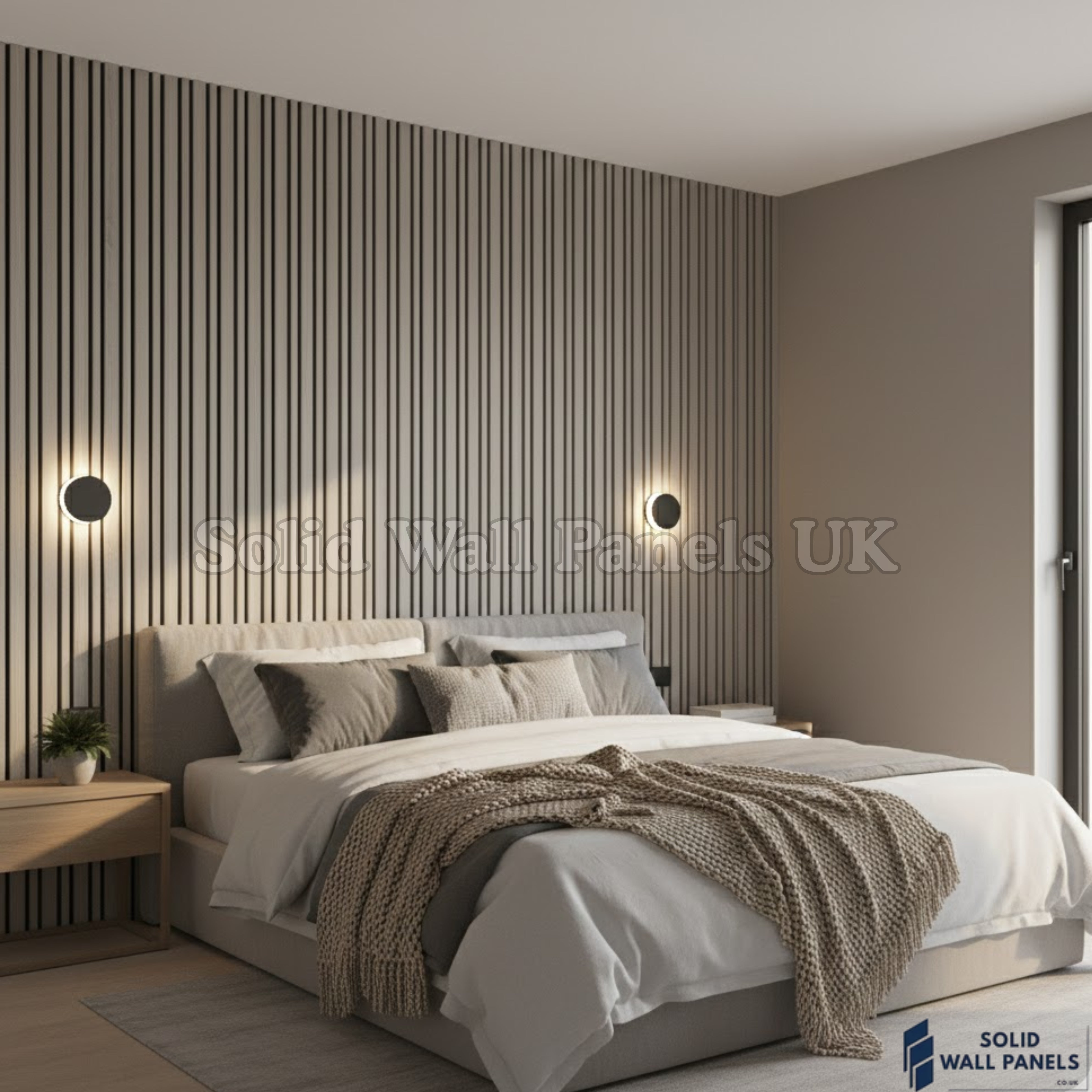 Multi Width Light Grey Acoustic Wall Panels – 240cm | Sound Absorbing Wooden Slat Panelling