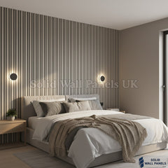 Multi Width Light Grey Acoustic Wall Panels – 240cm | Sound Absorbing Wooden Slat Panelling