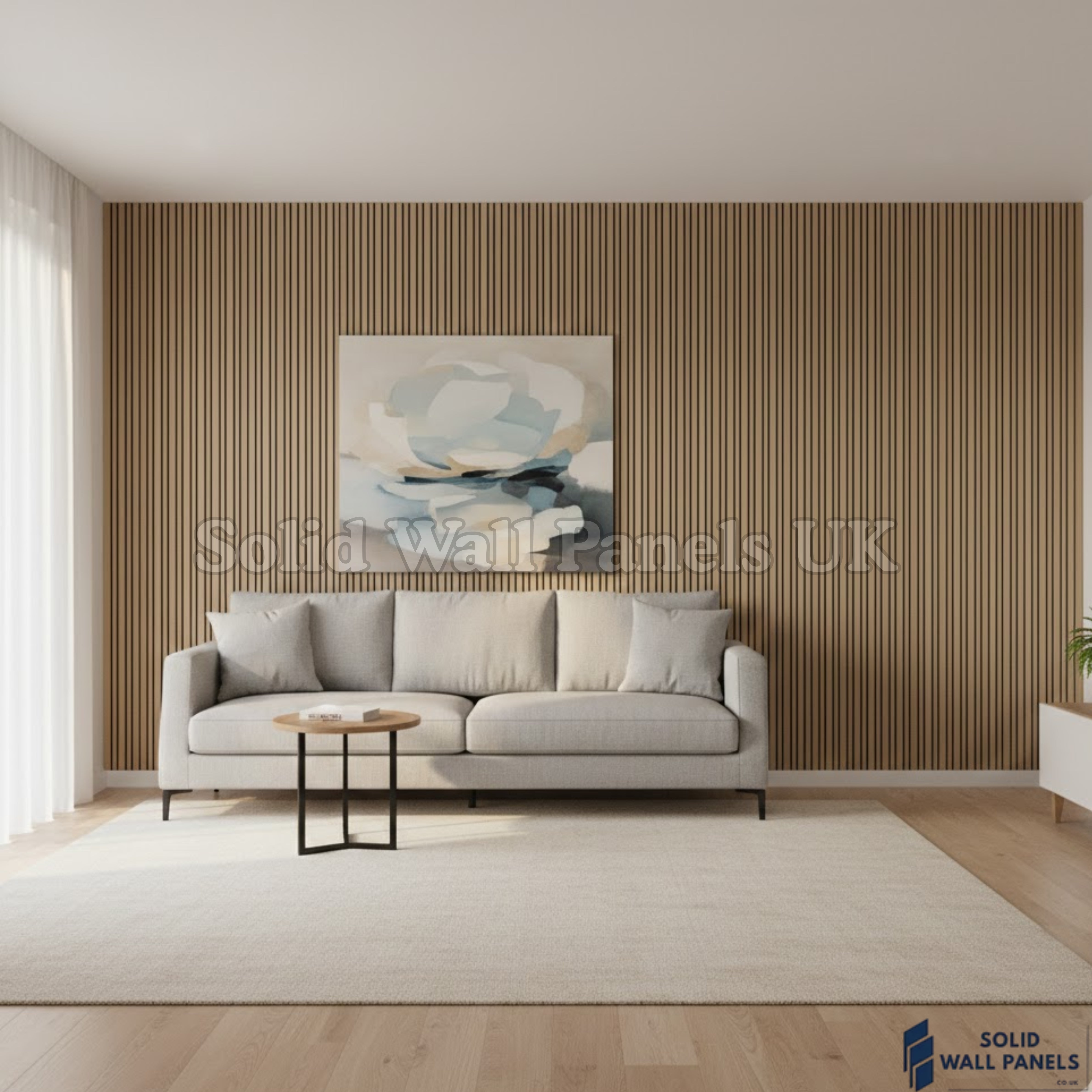 Multi Width Oak Acoustic Wall Panels – 240cm | Sound Absorbing Wooden Slat Panelling