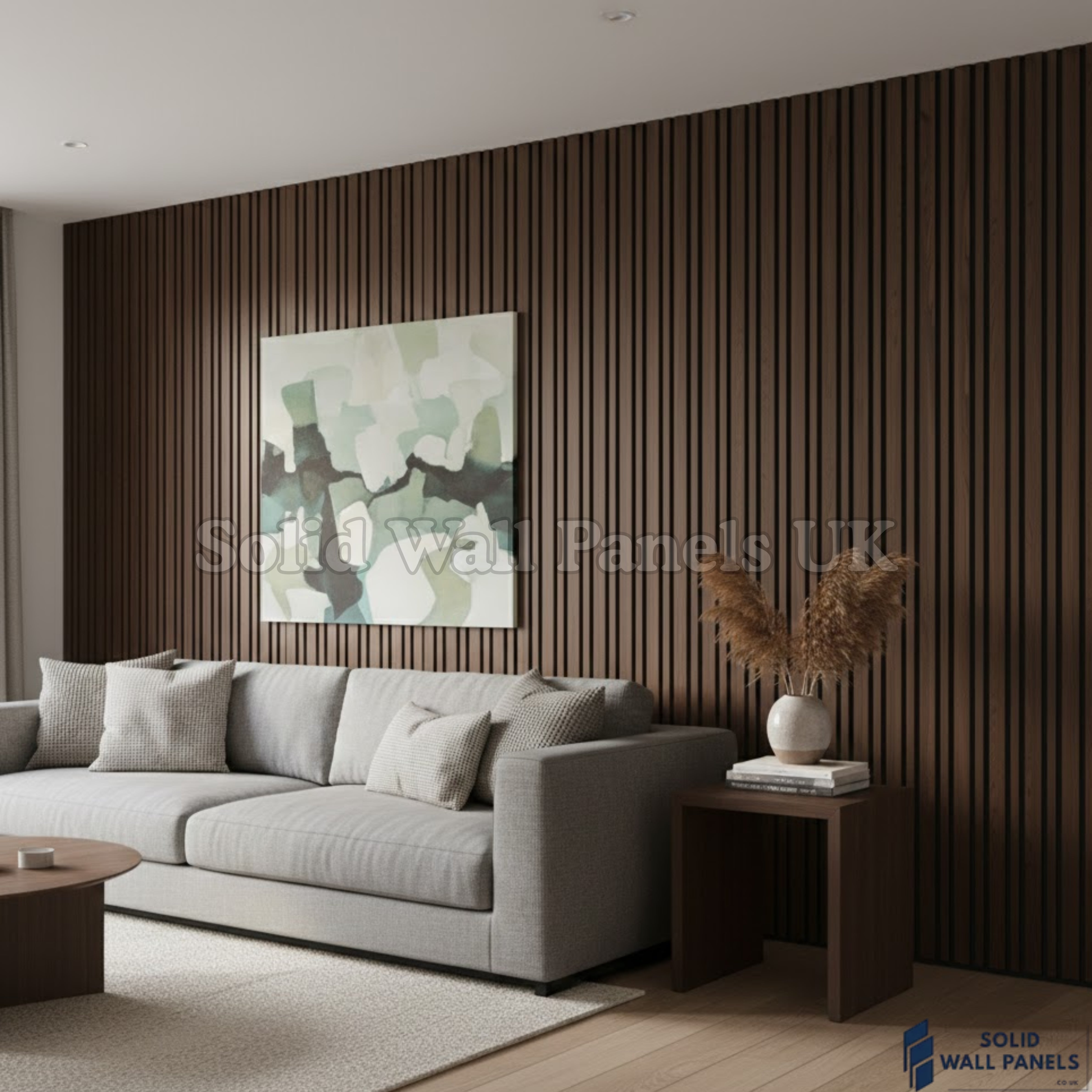 Multi Width Walnut Acoustic Wall Panels – 240cm | Sound Absorbing Wooden Slat Panelling