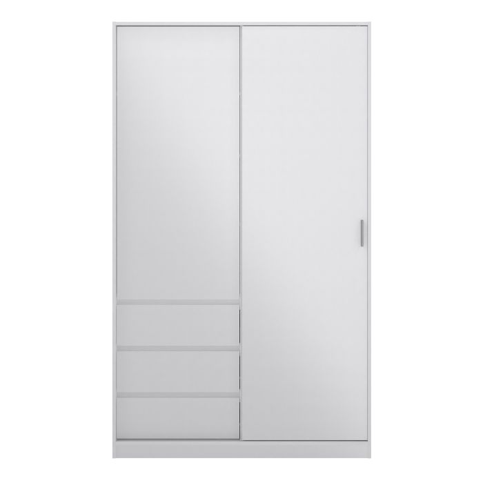 Front View of Naia High Gloss White 2 Doors Wardrobe