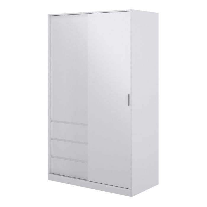 Side View Naia High Gloss White 2 Doors Wardrobe