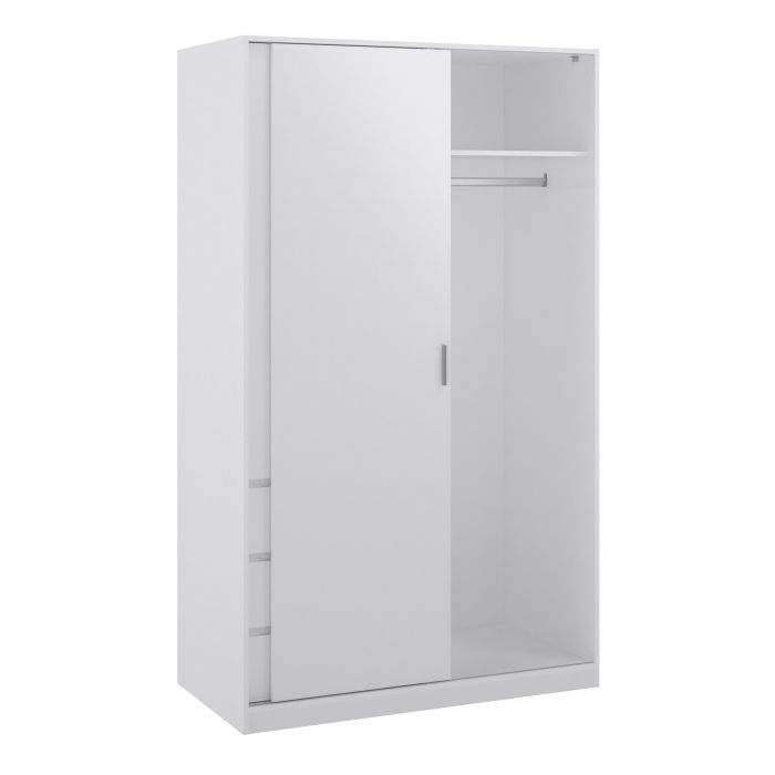 Sliding Feature of Naia High Gloss White 2 Doors Wardrobe