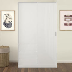 Naia High Gloss White 2 Doors Wardrobe
