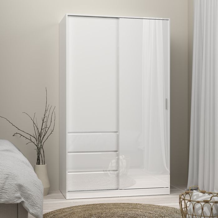 Naia High Gloss White 2 Doors Wardrobe