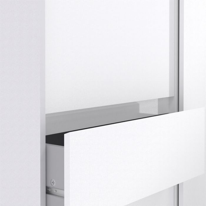 Sliding Drawers of Naia High Gloss White 2 Doors Wardrobe