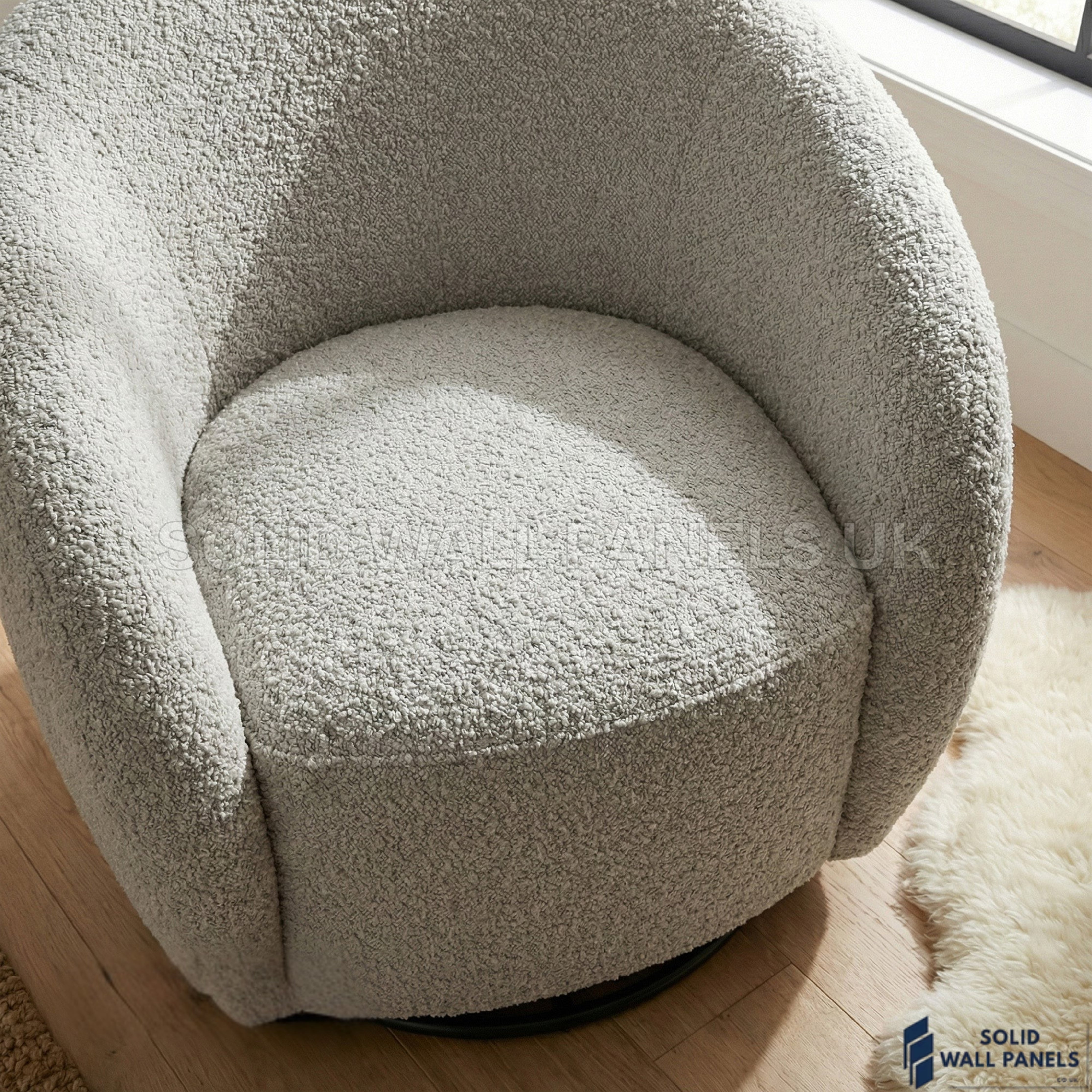 Nolita Accent Chair – Koala Grey Brown Teddy Bouclé | 360° Swivel Chair Organic Design