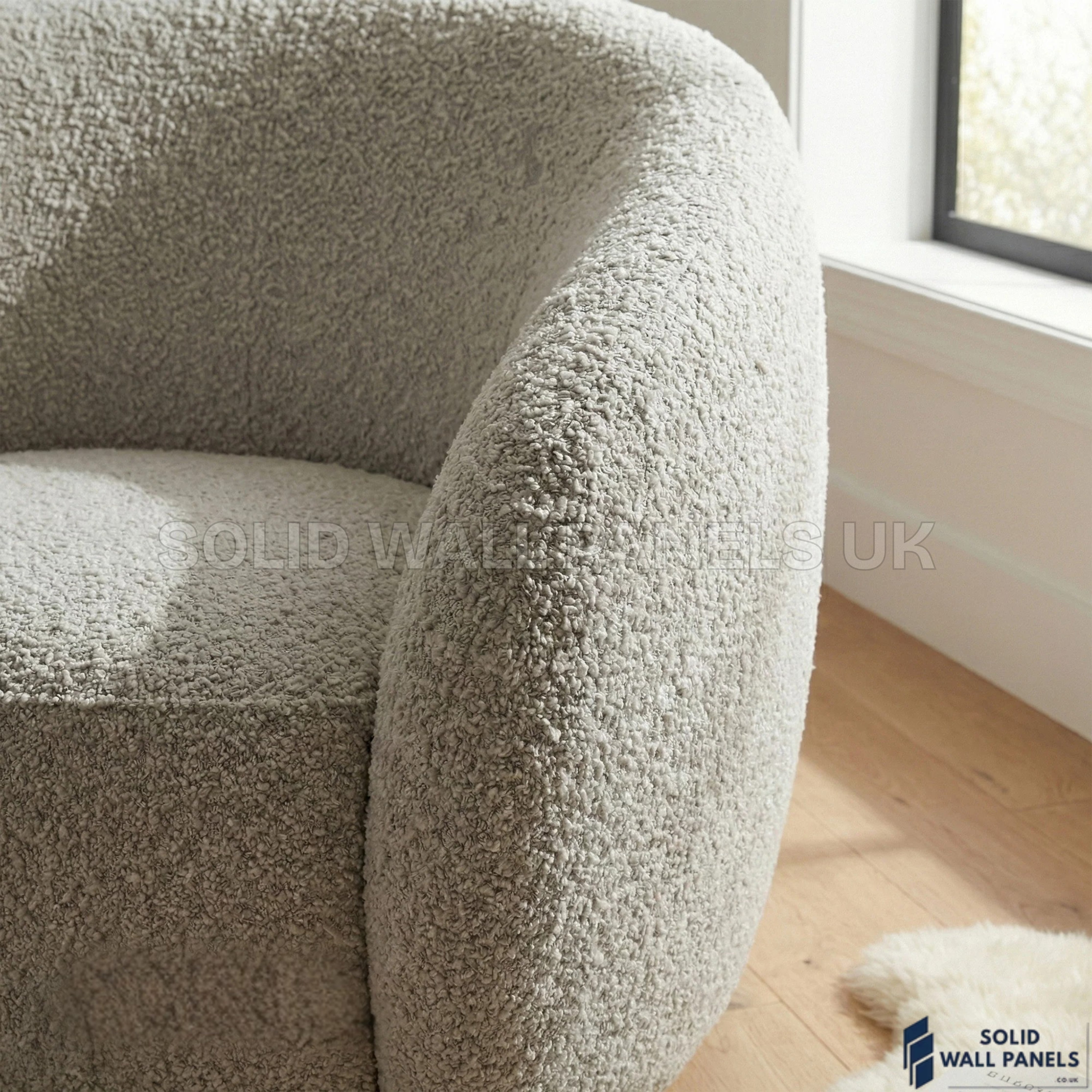 Nolita Accent Chair – Koala Grey Brown Teddy Bouclé | 360° Swivel Chair Organic Design