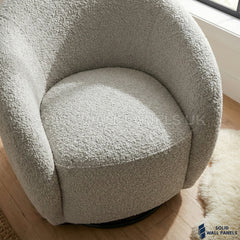 Nolita Accent Chair – Koala Grey Brown Teddy Bouclé | 360° Swivel Chair Organic Design