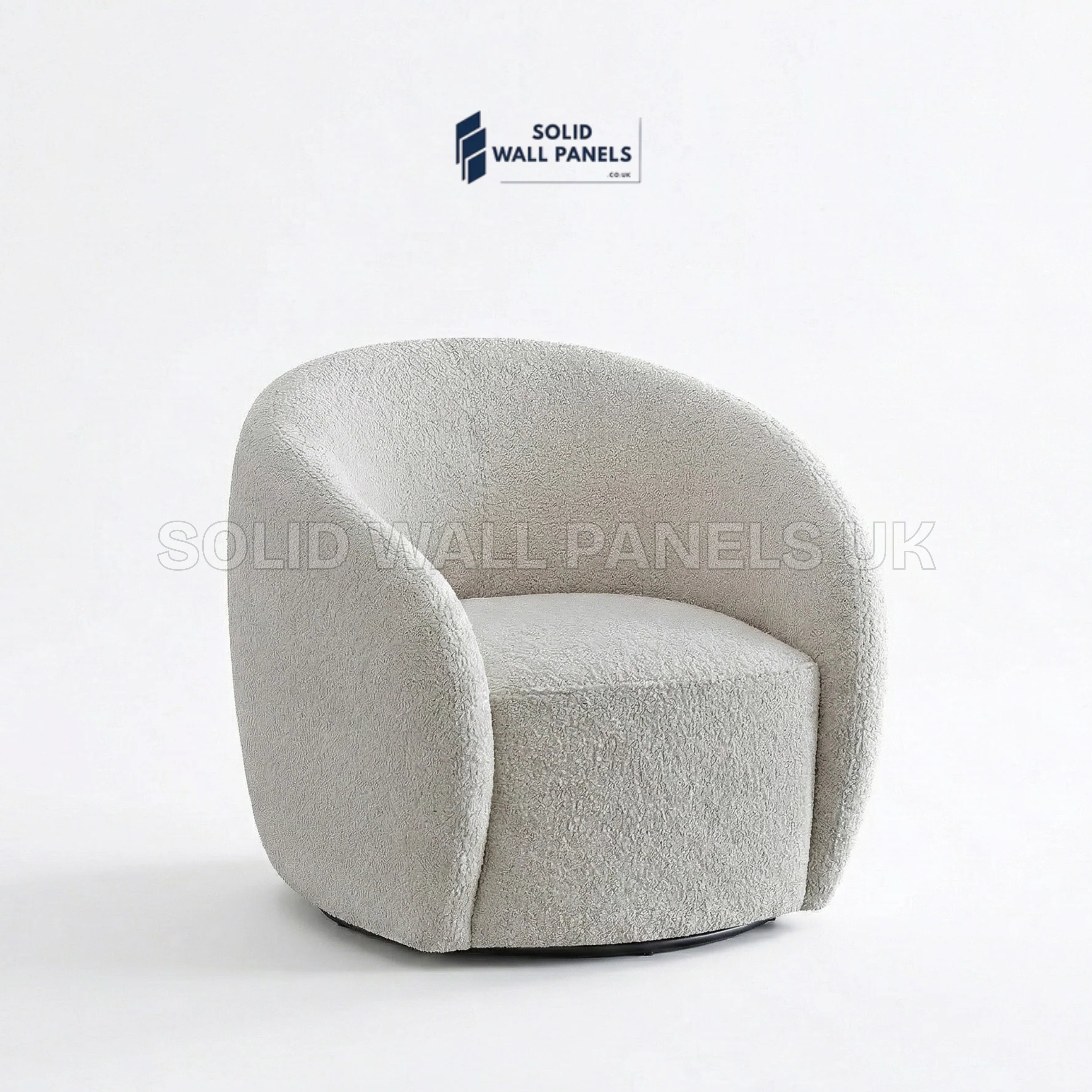 Nolita Accent Chair – Latte Grey Milk Teddy Bouclé | 360° Swivel Chair Organic Design