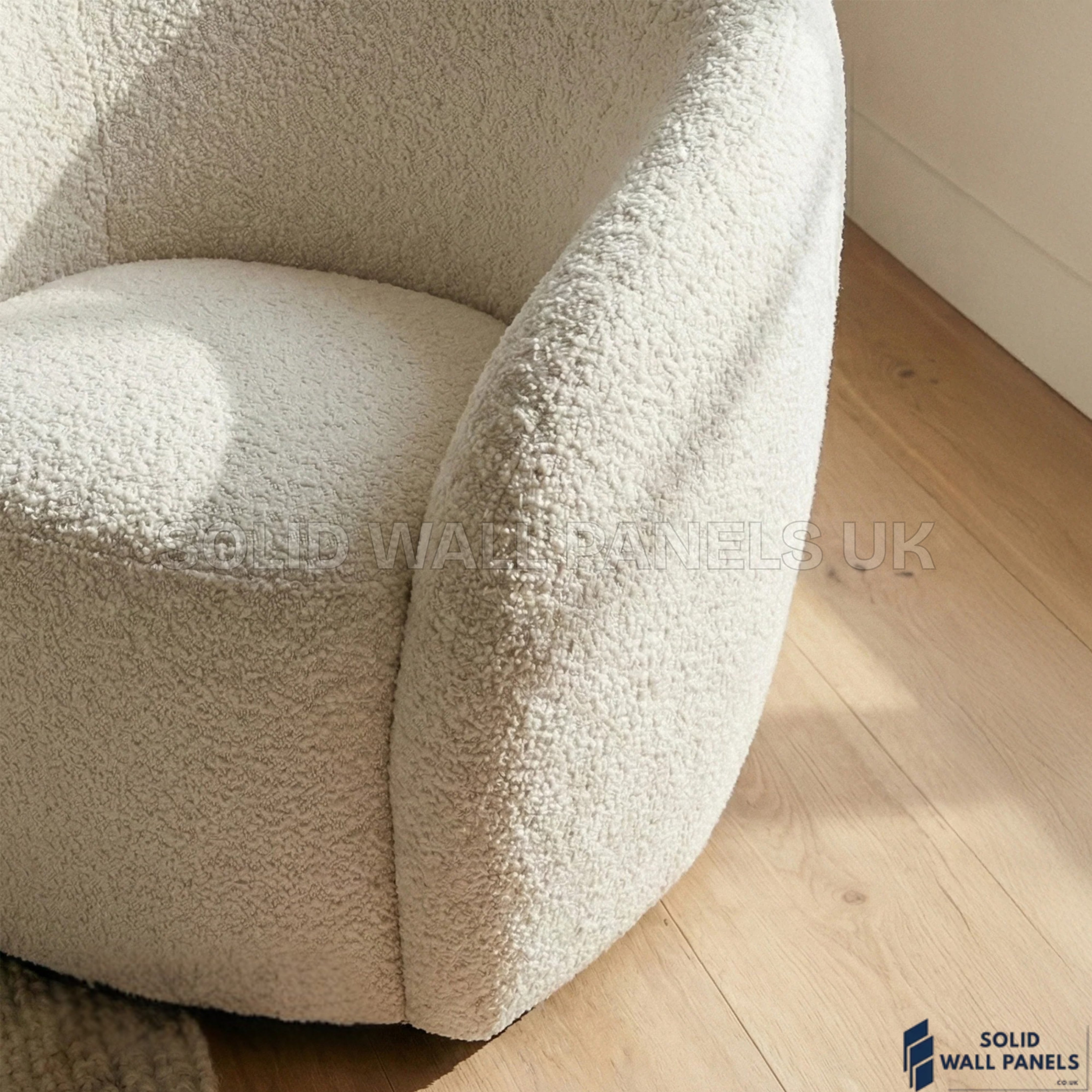 Nolita Accent Chair – Latte Grey Milk Teddy Bouclé | 360° Swivel Chair Organic Design