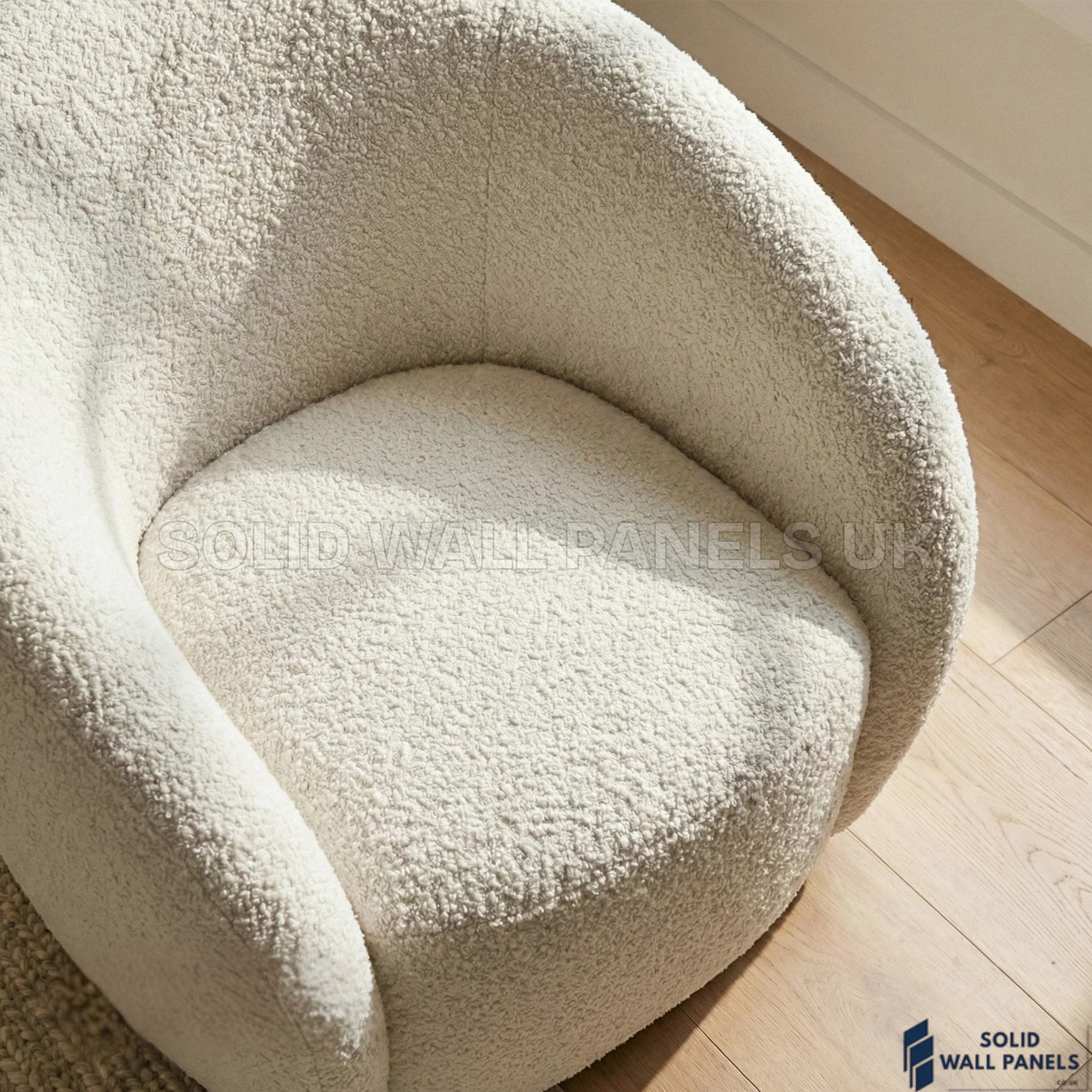 Nolita Accent Chair – Latte Grey Milk Teddy Bouclé | 360° Swivel Chair Organic Design