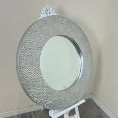 Ornate Round Rustic Mirror | White, Champagne, Silver Finish