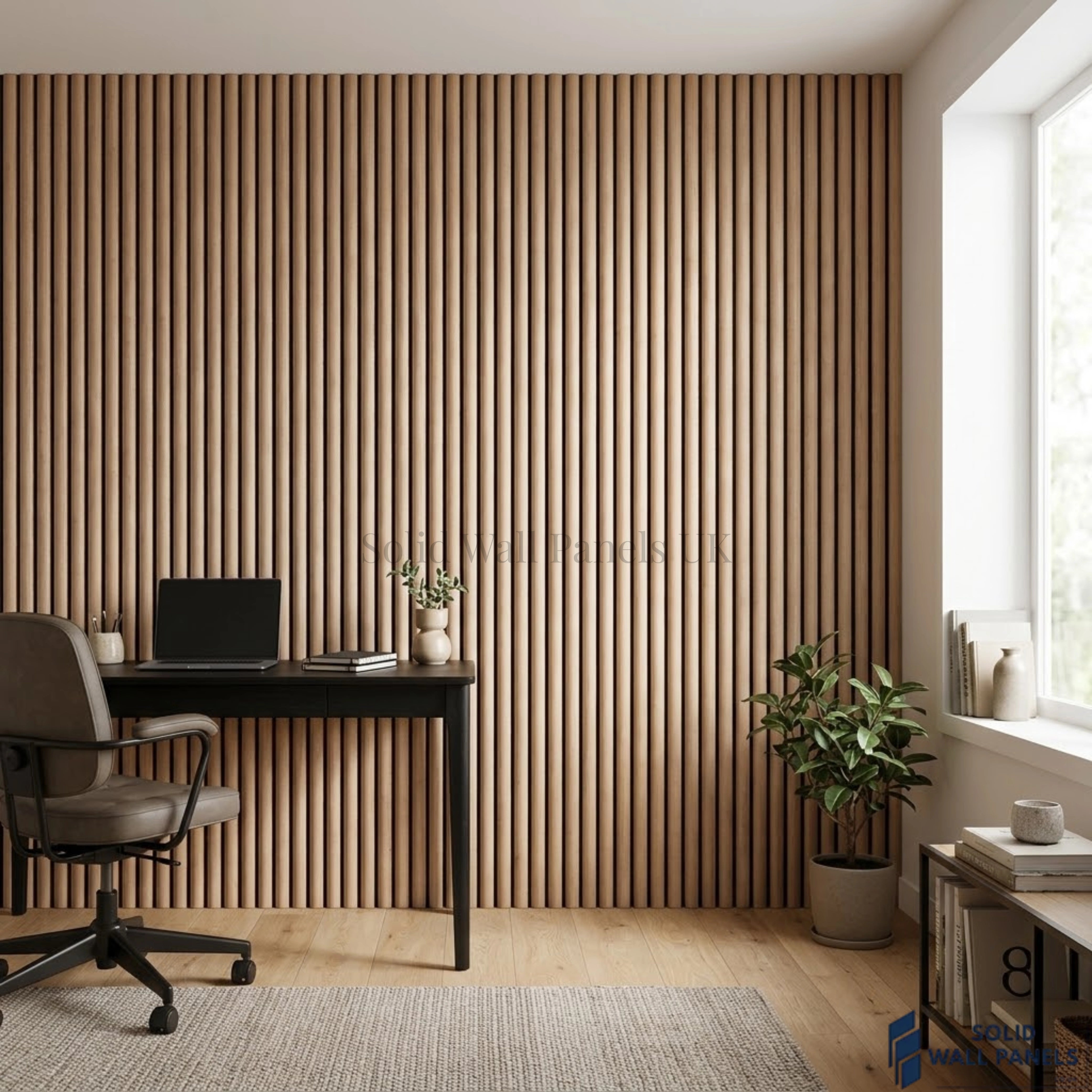 Oak 3D Fluted Wood Acoustic Wall Panel – 2400 × 600mm | Solid Wall Panels UK