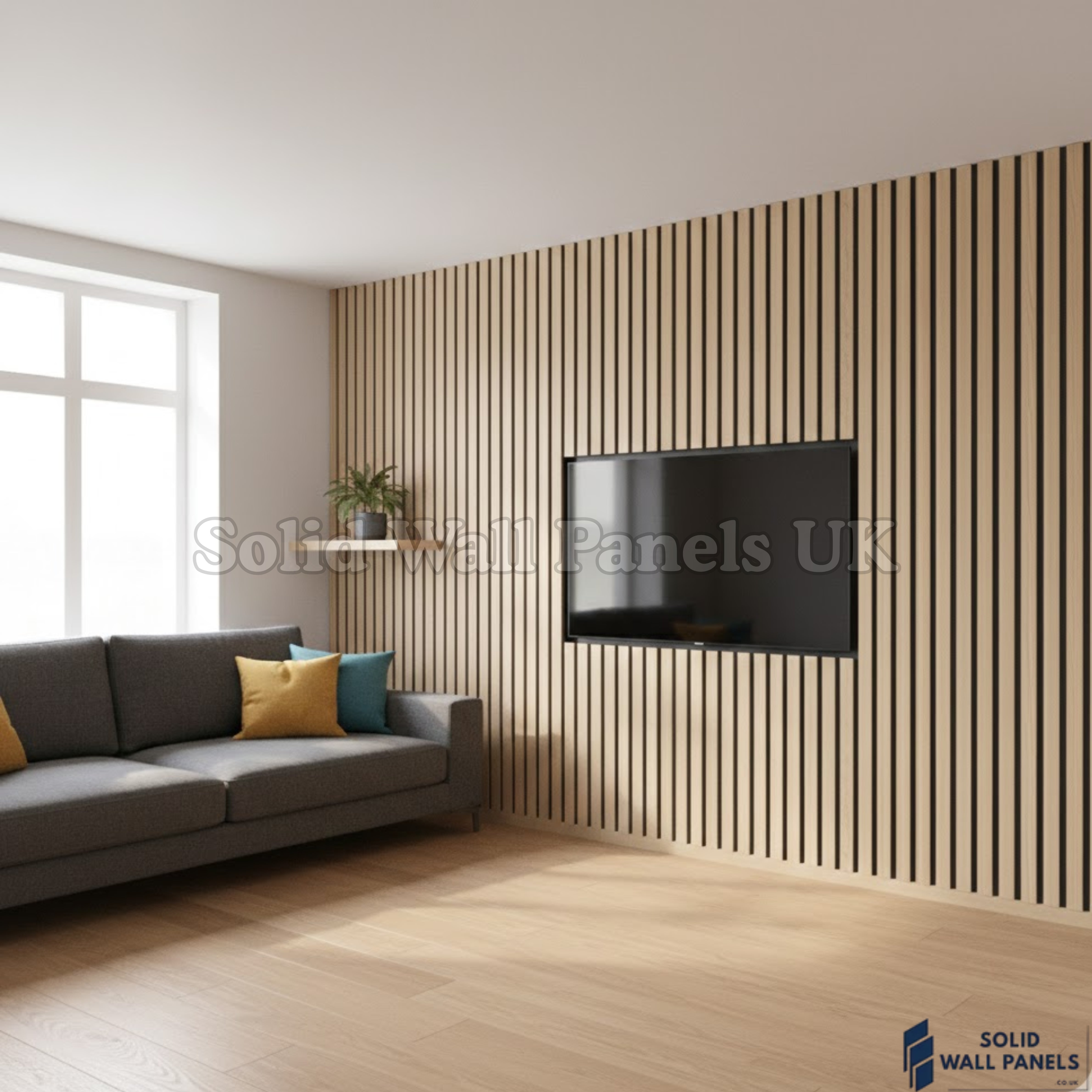 Oak Effect Slatted PVC Interior Wall Panels – Decorative Wood Look Panelling 240cm (8 Panels per Pack)