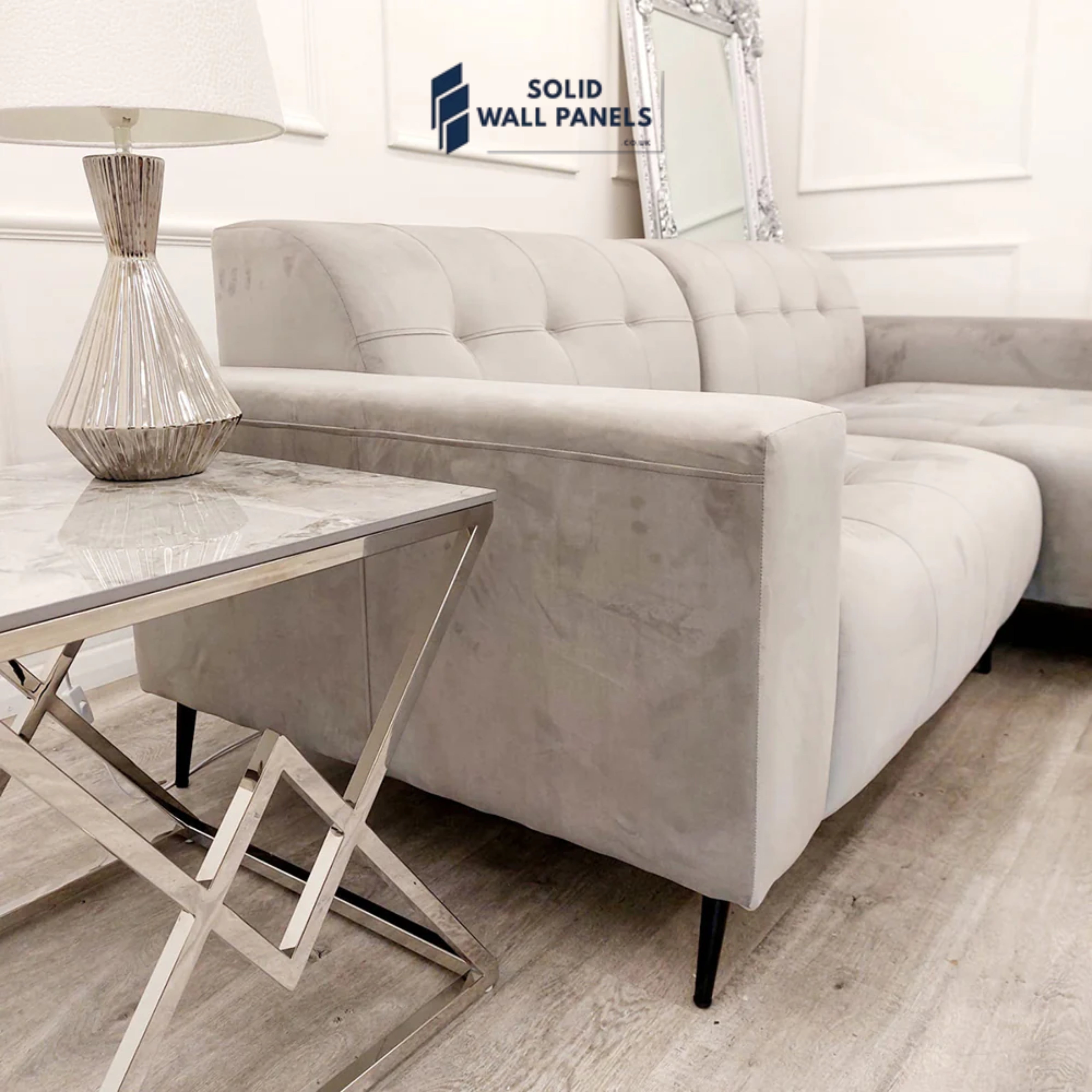 Oslo Premium Plush Velvet Fabric Corner 2 Piece Open Plan Sofa | Fast UK Delivery