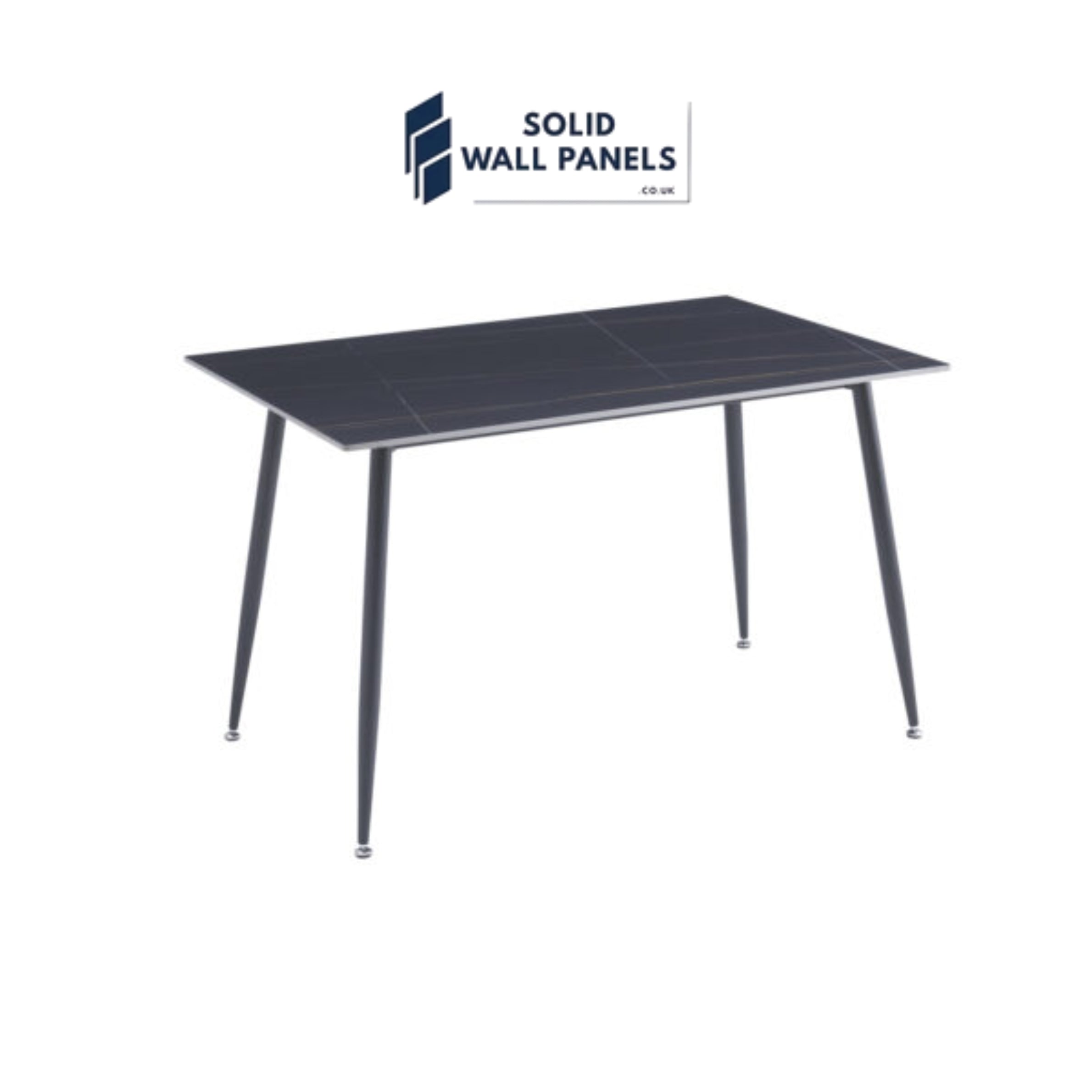 Oxford Ceramic Dining Table Set 1.2m – White, Grey & Black with 4 Chairs