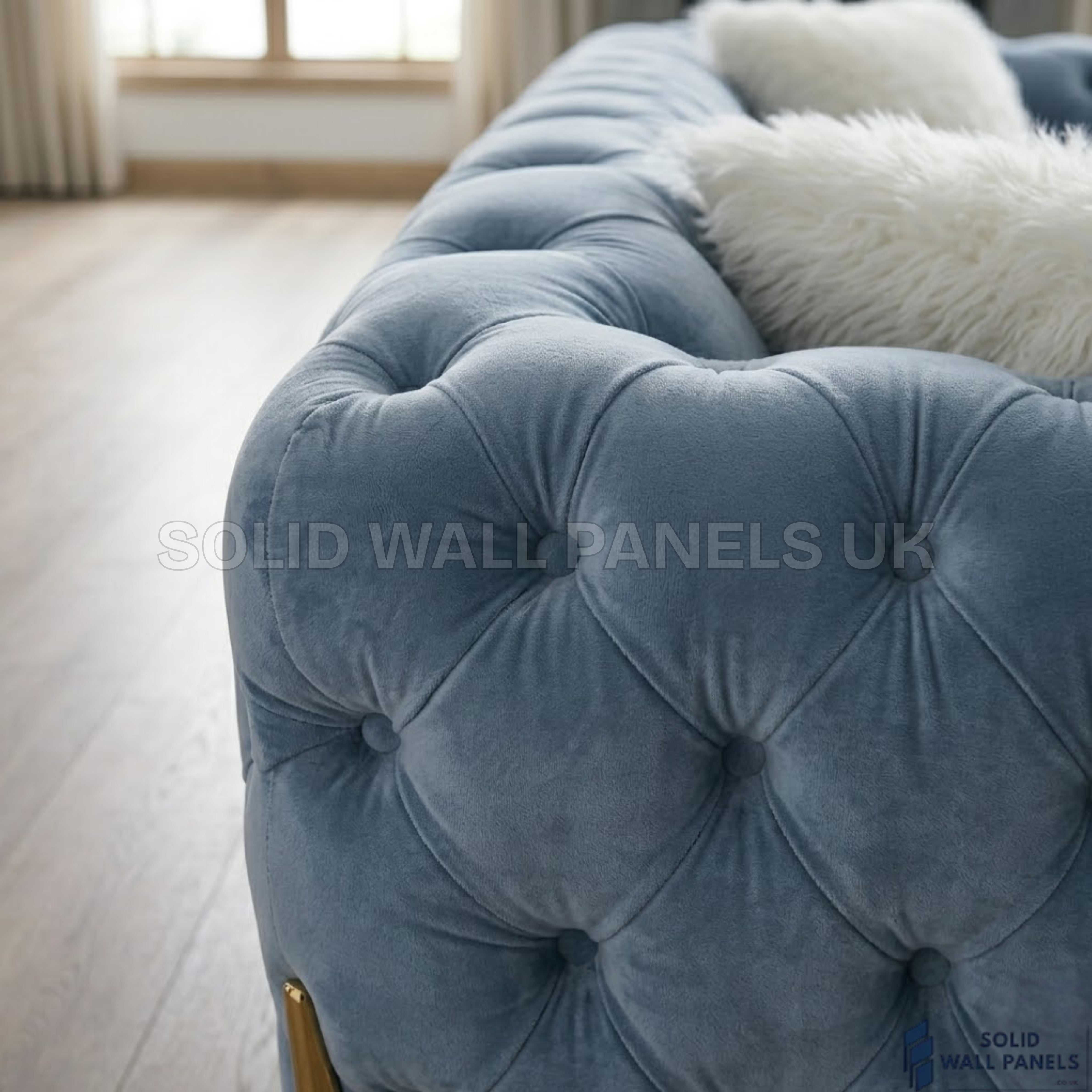 Paris Grey Shimmer Sofa Set – 3+2+1 Chesterfield Velvet | Modern Gold Leg Design
