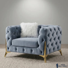 Paris Grey Shimmer Sofa Set – 3+2+1 Chesterfield Velvet | Modern Gold Leg Design