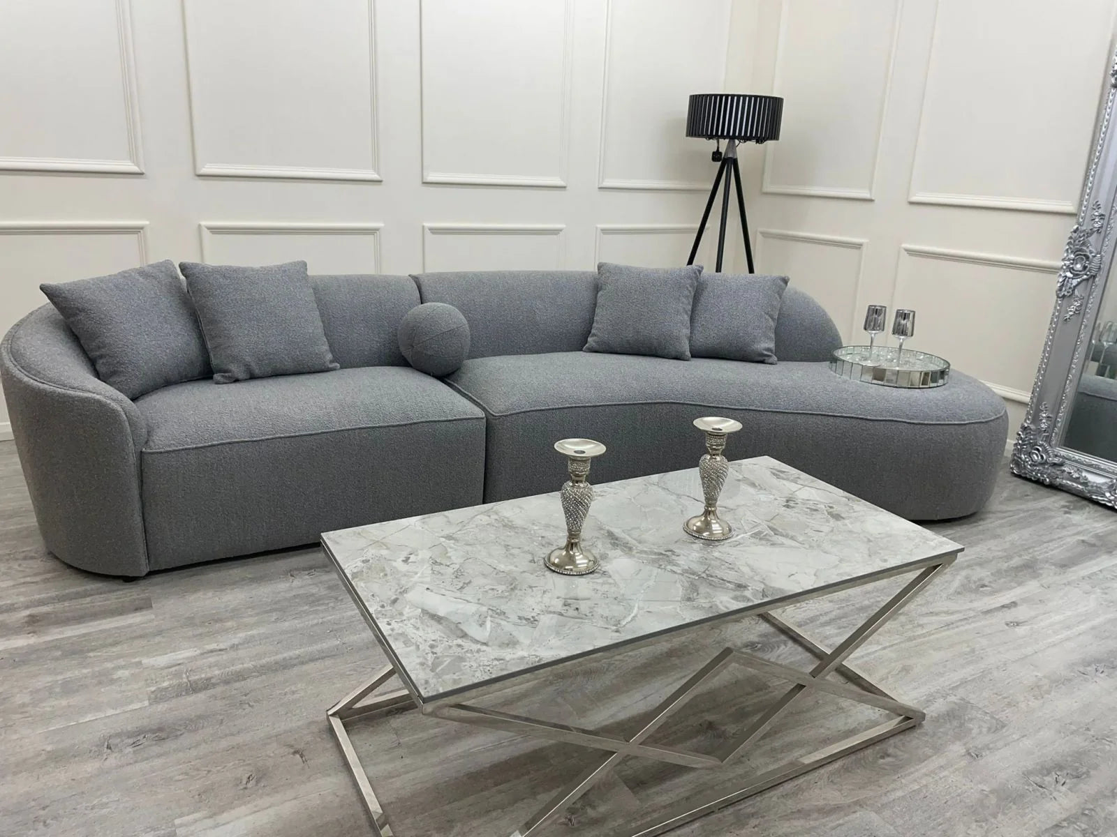 Pebble Boucle Fabric Premium Sofa – Modern Ergonomic Design | Luxury Comfort