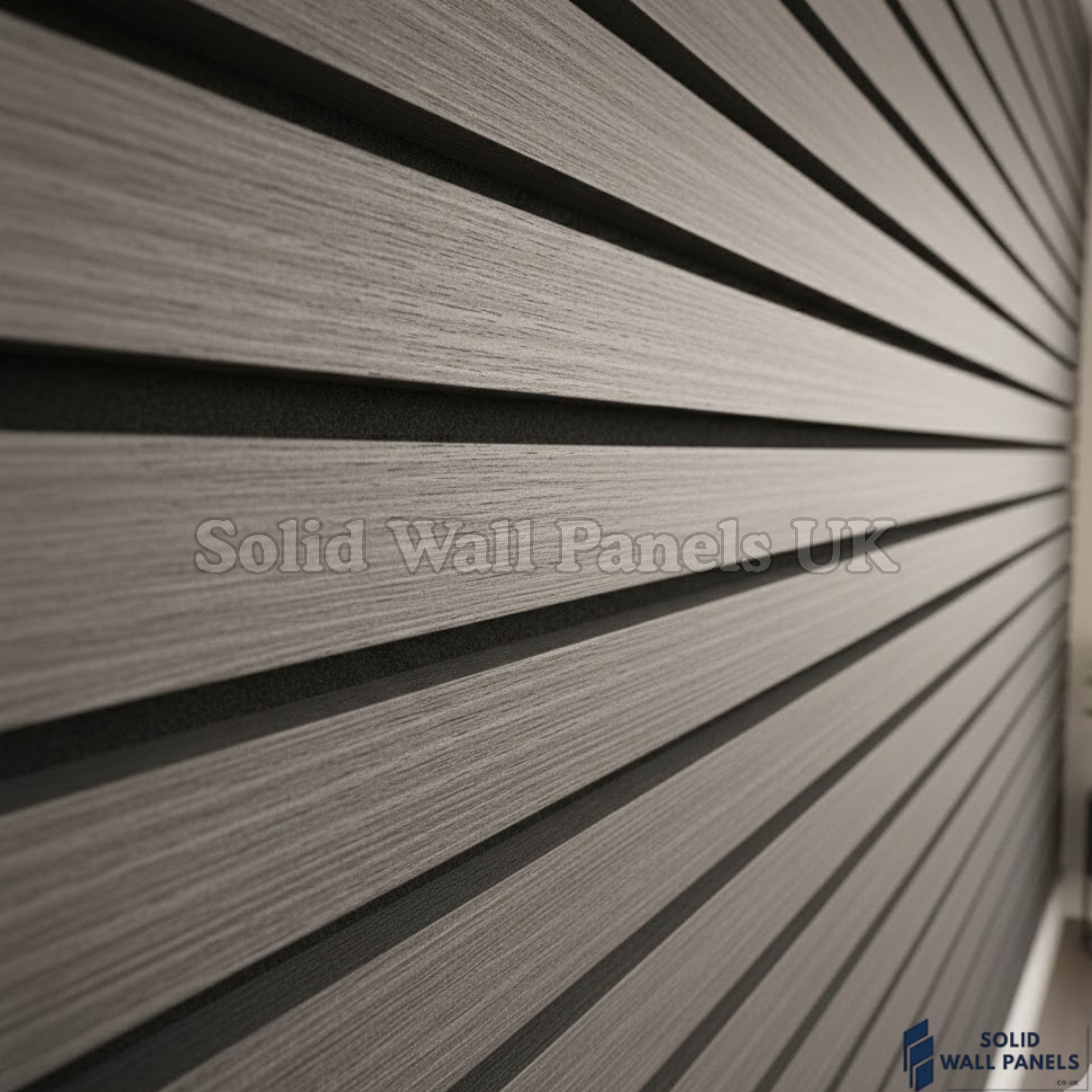 Premium 3 Sided Black Oak Wood Veneer Acoustic Slat Wall Panel – 2400 × 320 mm (Pack of 2)