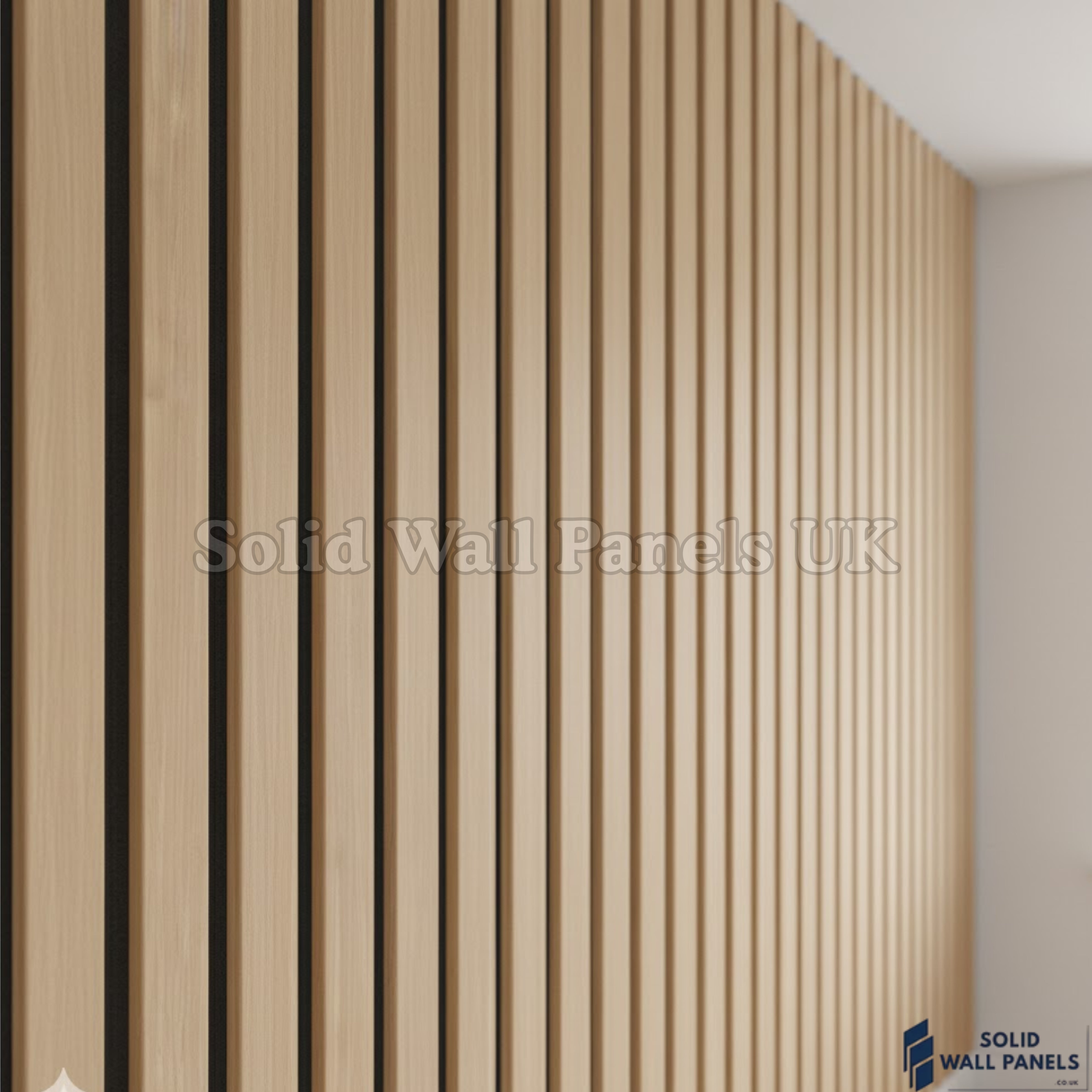 Premium 3 Sided Wood Veneer Oak Acoustic Slat Wall Panel – 2400 × 320 mm (2 Panels)
