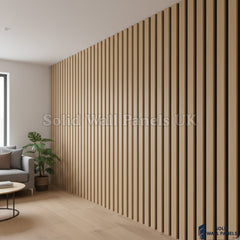 Premium 3 Sided Wood Veneer Oak Acoustic Slat Wall Panel – 2400 × 320 mm (2 Panels)
