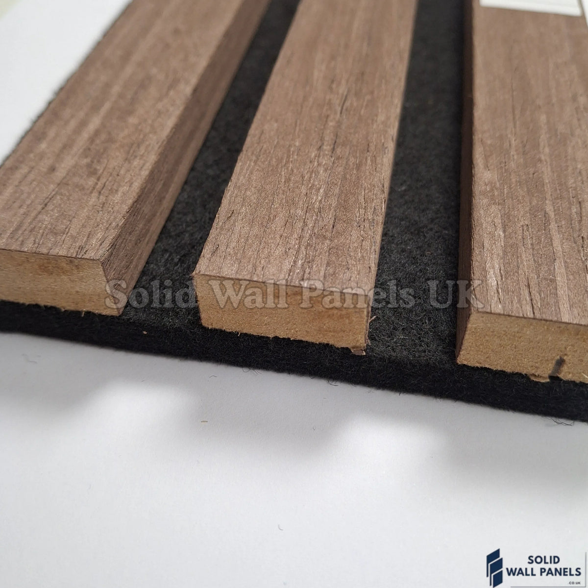 Premium 3 Sided Wood Veneer Smoked Oak Acoustic Slat Wall Panel – 2400 × 320 mm (Pack of 2)