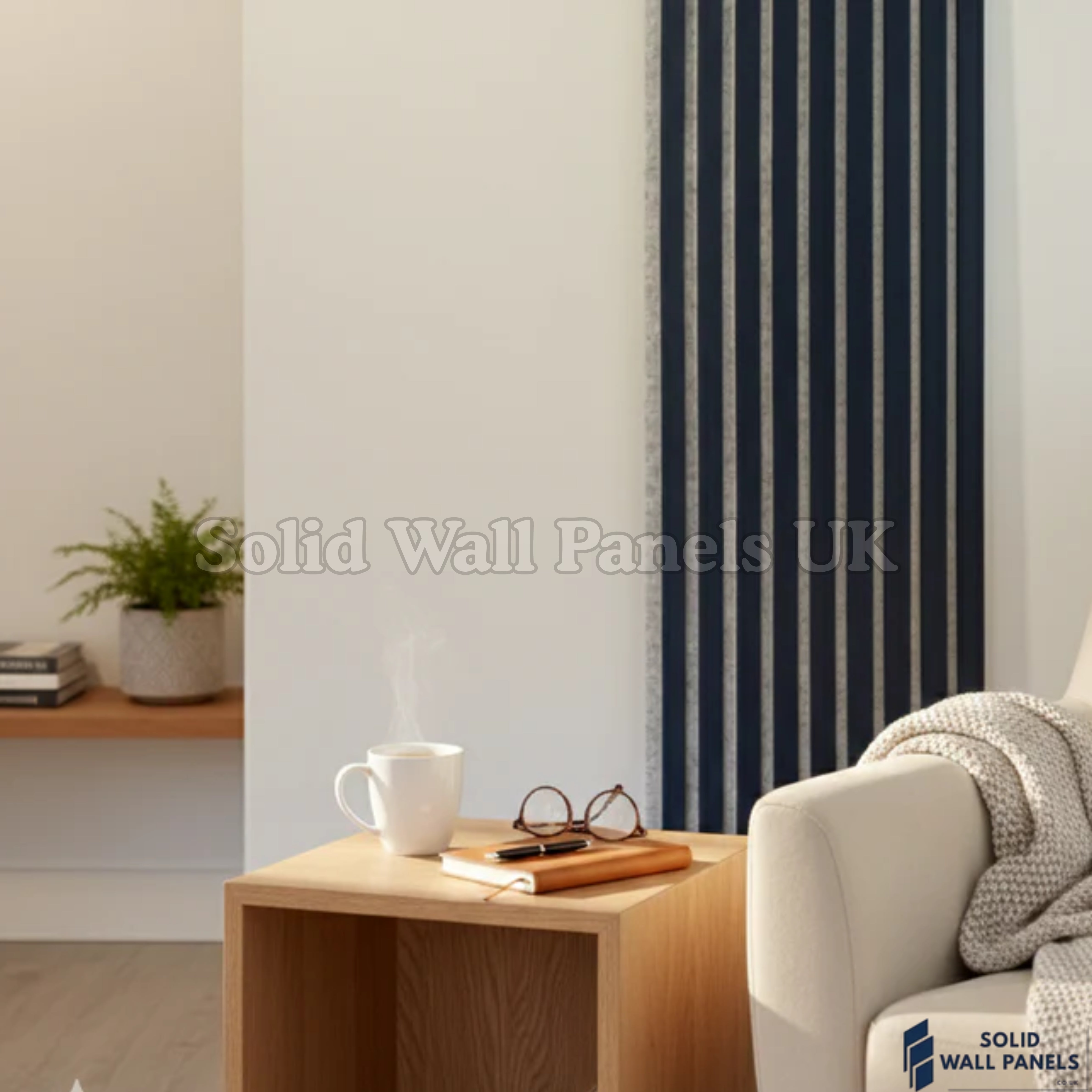 Premium Acoustic Blue Coloured Slat Wall Panels – 240cm x 32cm (Pack of 2) | 3 Sided Modern Panels