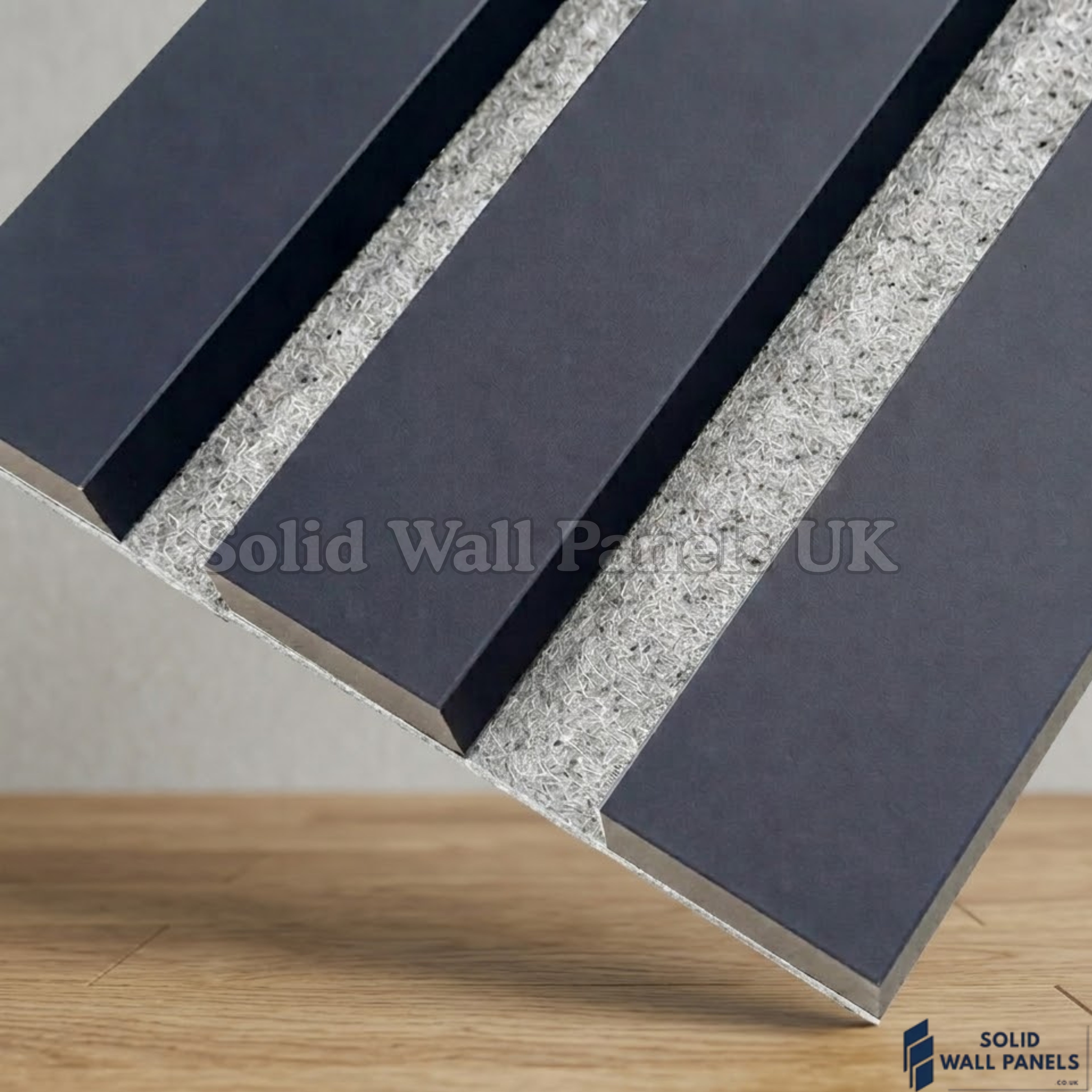 Premium Acoustic Blue Coloured Slat Wall Panels – 240cm x 32cm (Pack of 2) | 3 Sided Modern Panels