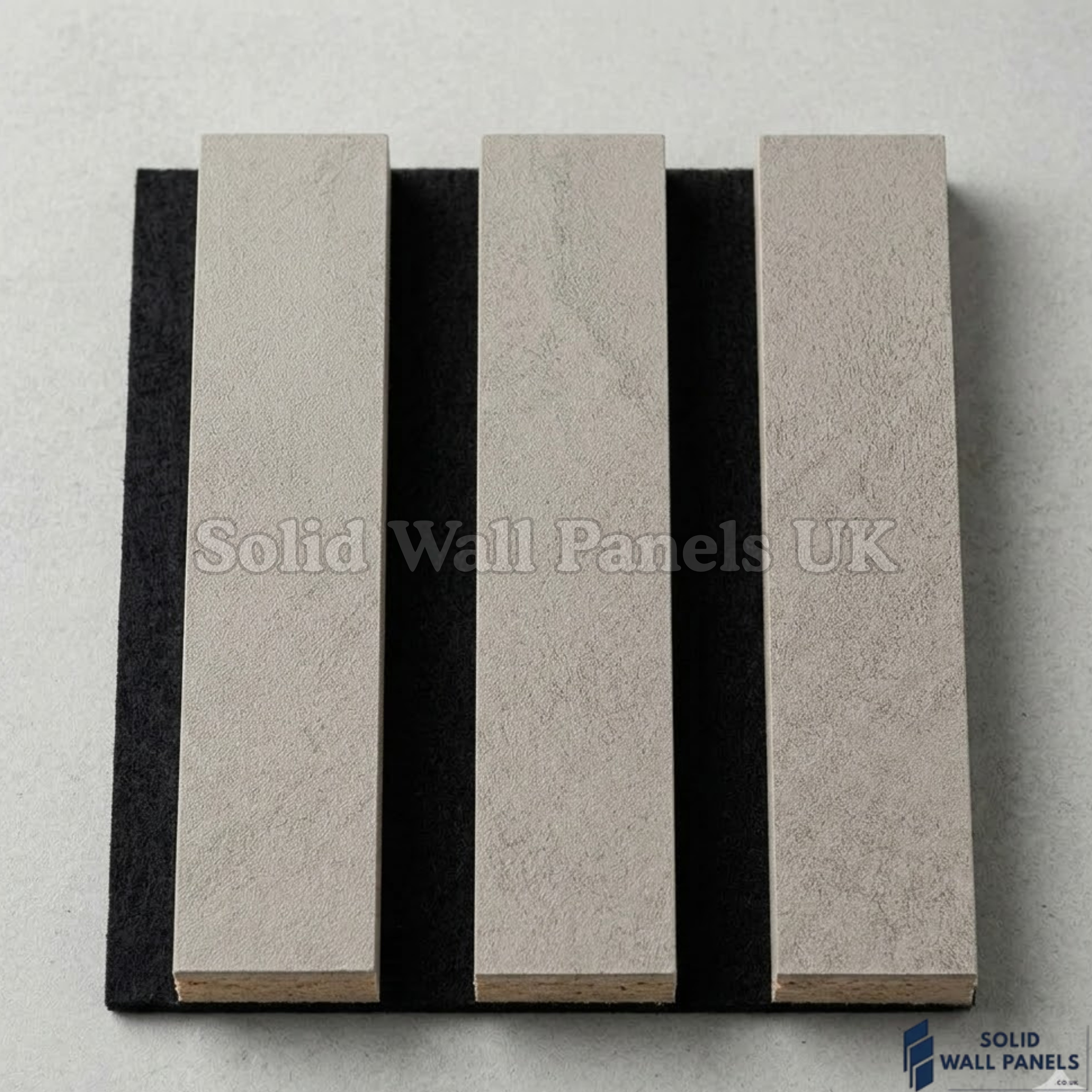Premium Acoustic Concrete Coloured Slat Wall Panels – 240cm x 32cm (Pack of 2) | 3 Sided Modern Panels