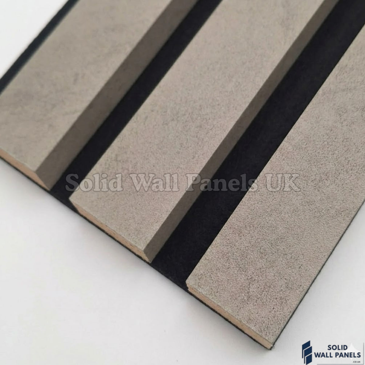 Premium Acoustic Concrete Coloured Slat Wall Panels – 240cm x 32cm (Pack of 2) | 3 Sided Modern Panels