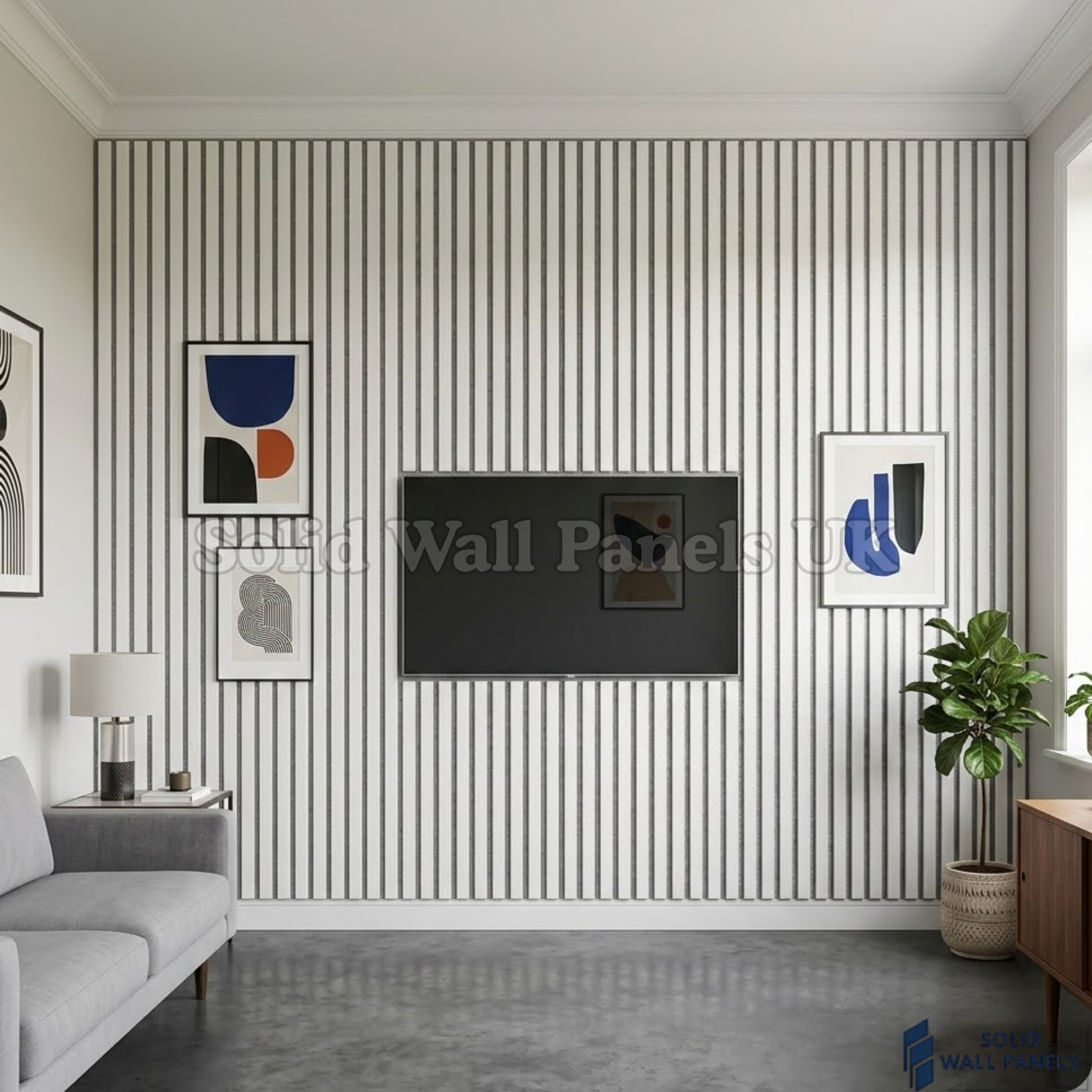 Premium Acoustic White Coloured Slat Wall Panels – 240cm x 32cm (Pack of 2) | 3 Sided Modern Panels