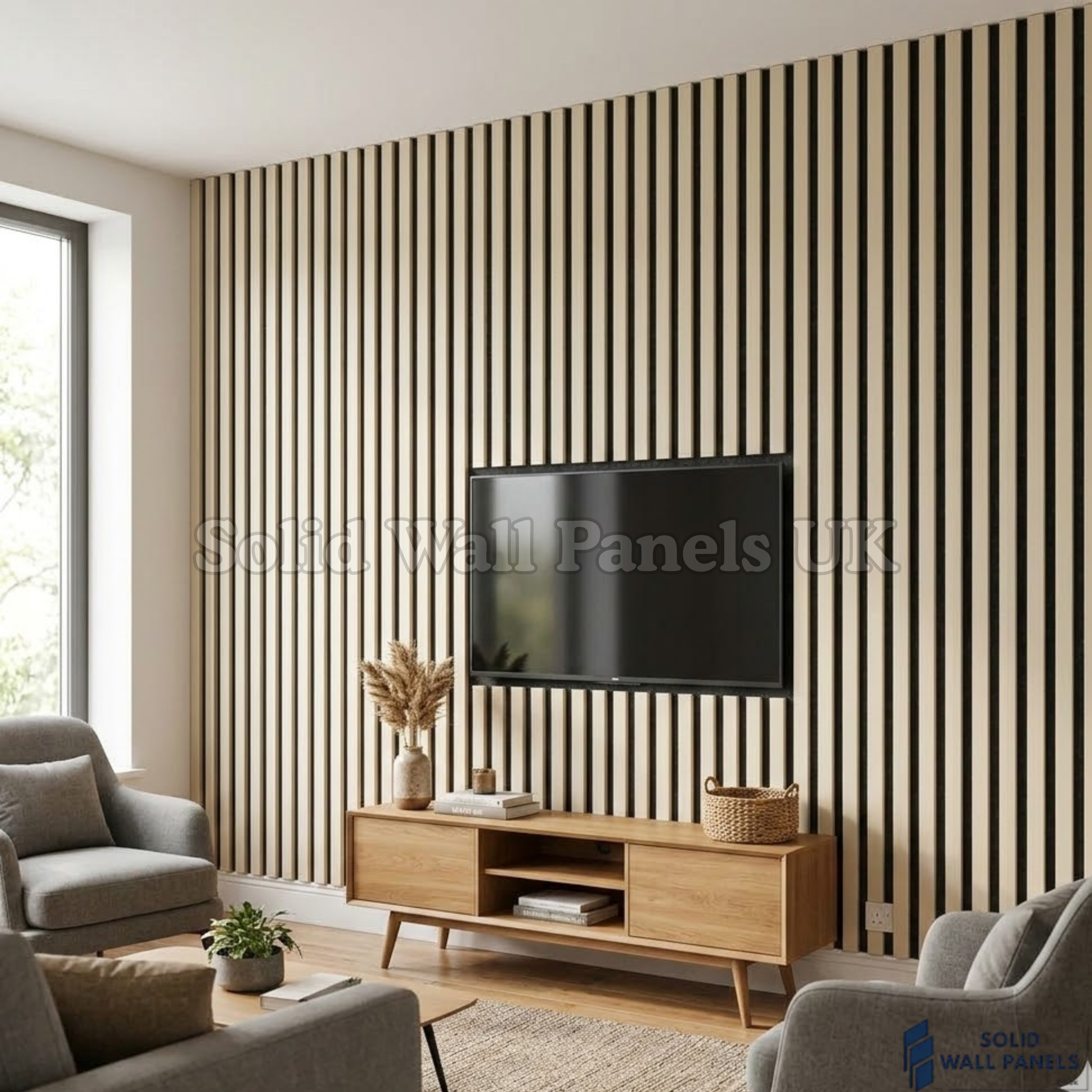 Premium Dove Grey 3 Sided Acoustic Slat Wall Panels – 2400 x 320mm (Pack of 2)