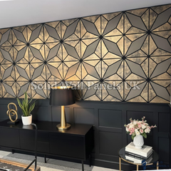 Premium Geometric Gold Glitter Acoustic Wall Panel 240×60cm (4 Pieces) | Solid Wall Panels UK