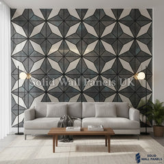 Premium Geometric Grey Glitter Acoustic Wall Panel 240×60cm (4 Pieces) | Solid Wall Panels UK