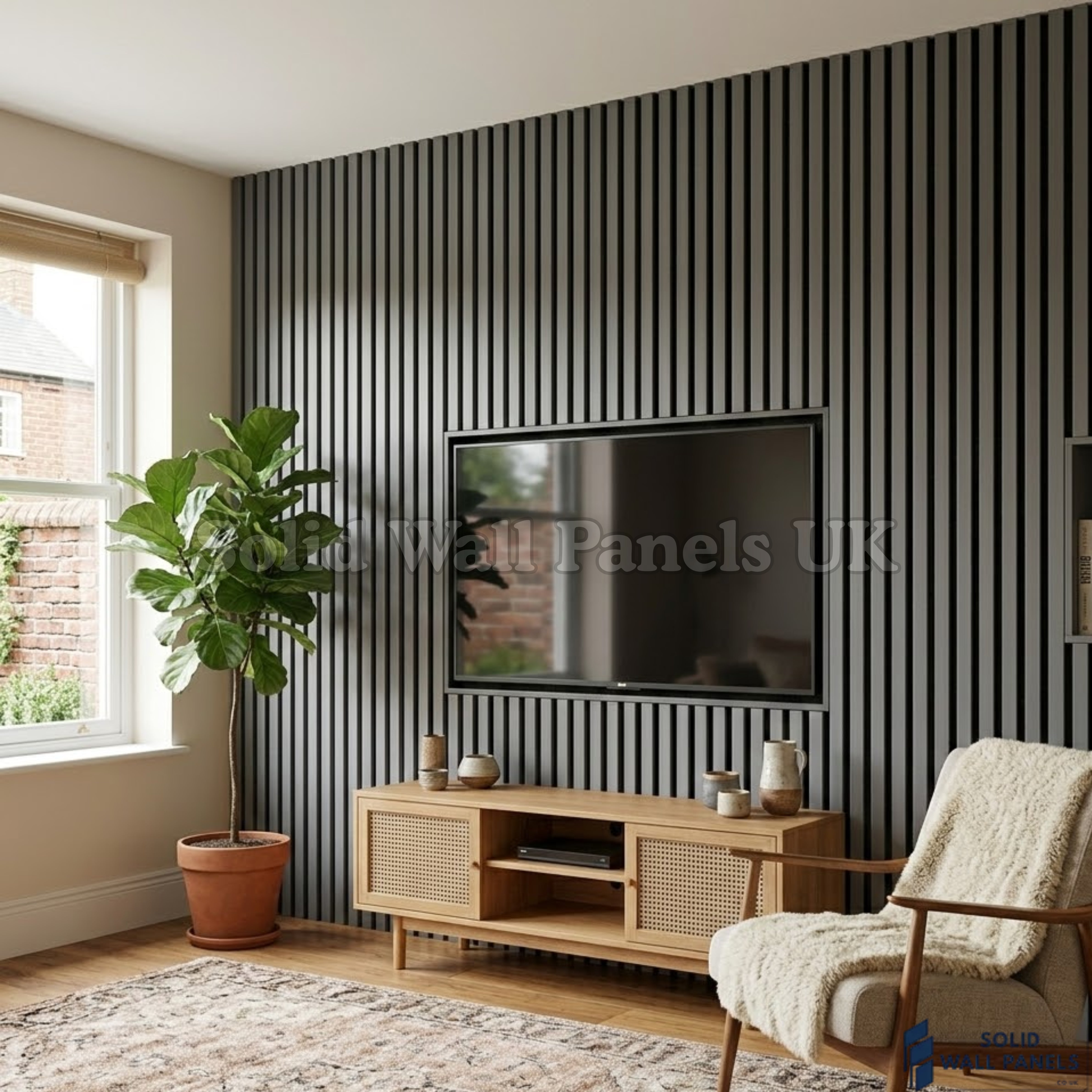 Premium Grey 3 Sided Acoustic Slat Wall Panels – 2400 x 320mm (Pack of 2)