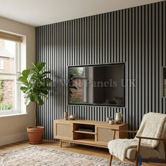 Premium Grey 3 Sided Acoustic Slat Wall Panels – 2400 x 320mm (Pack of 2)