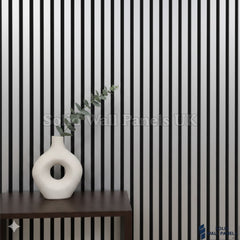Premium Metallic Light Grey Acoustic Slatted Wall Panel – 240×60cm