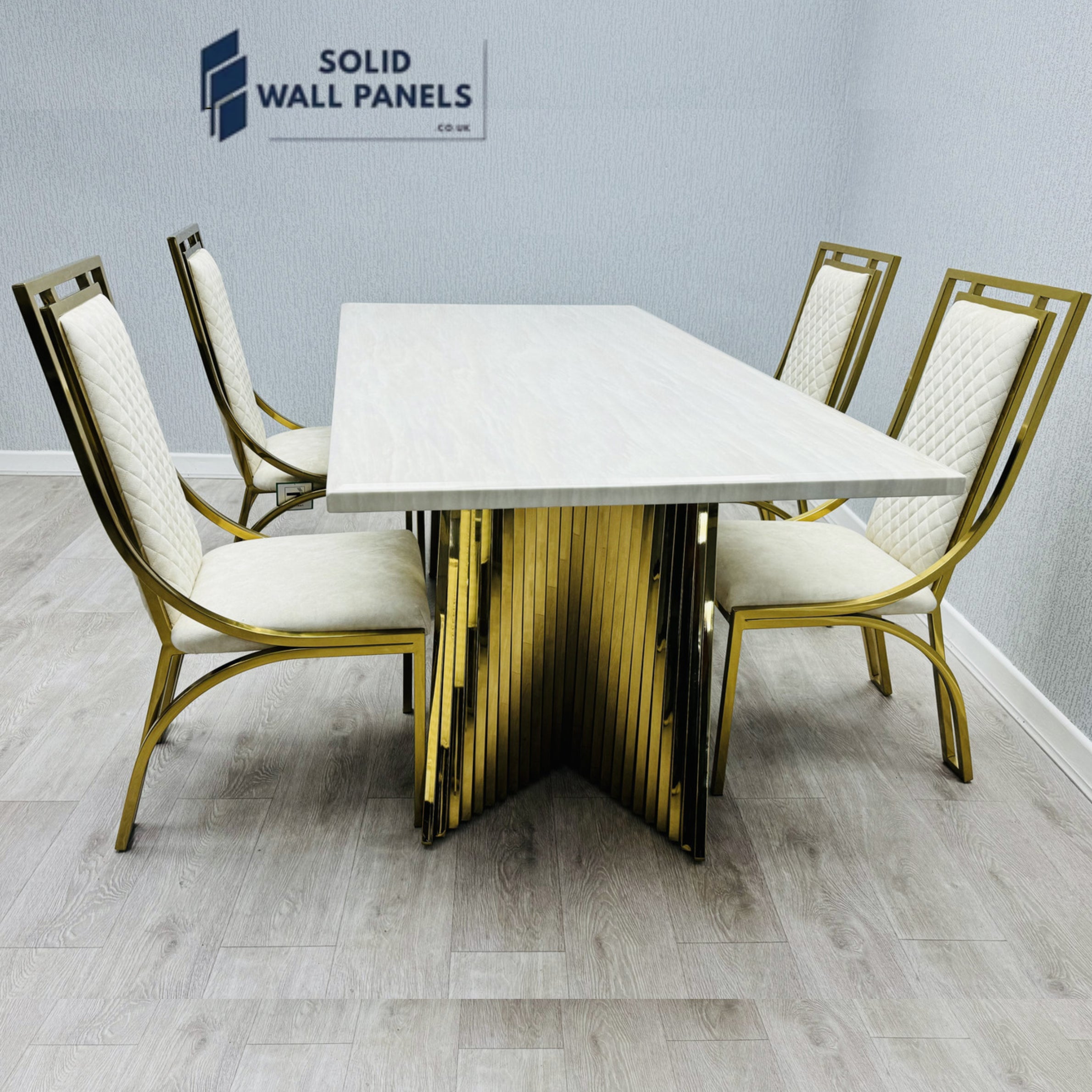 Ravello 180cm Marble Dining Table – Cream & Gold or Black & Gold