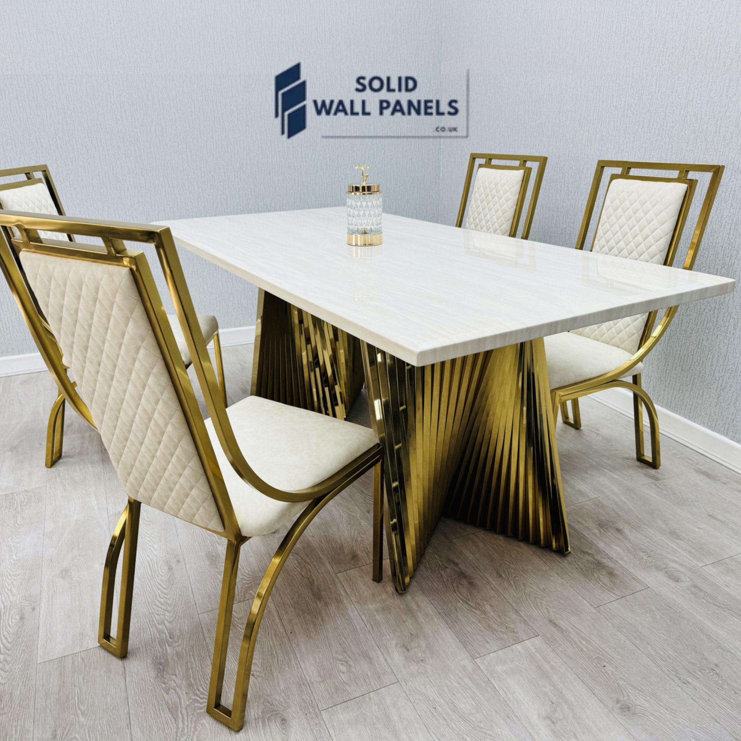 Ravello 180cm Marble Dining Table – Cream & Gold or Black & Gold