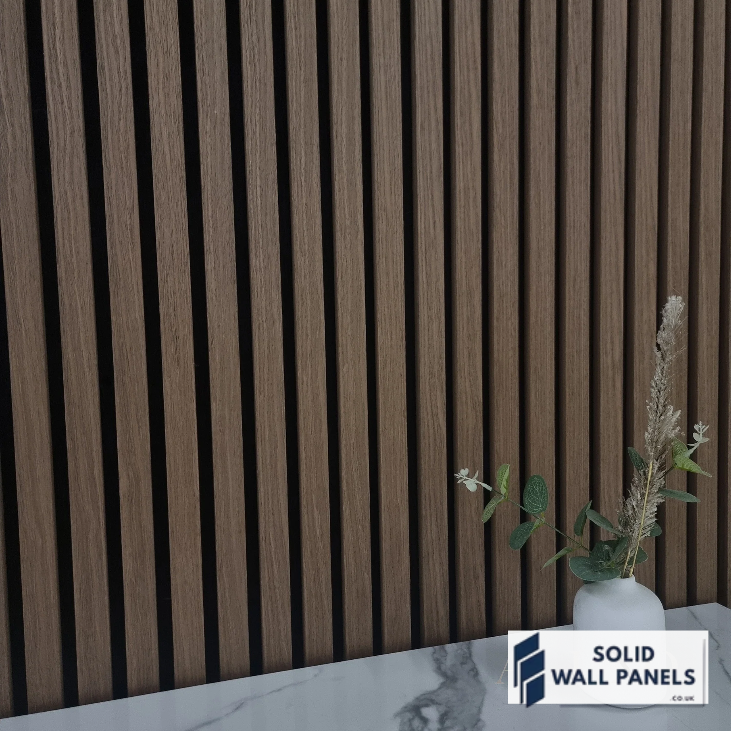 Real Wood Acoustic Slatted Wall Panels – Dark Oak (60×240 cm) | Fast UK Delivery