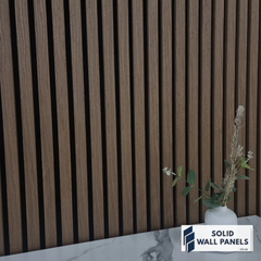 Real Wood Acoustic Slatted Wall Panels – Dark Oak (60×240 cm) | Fast UK Delivery